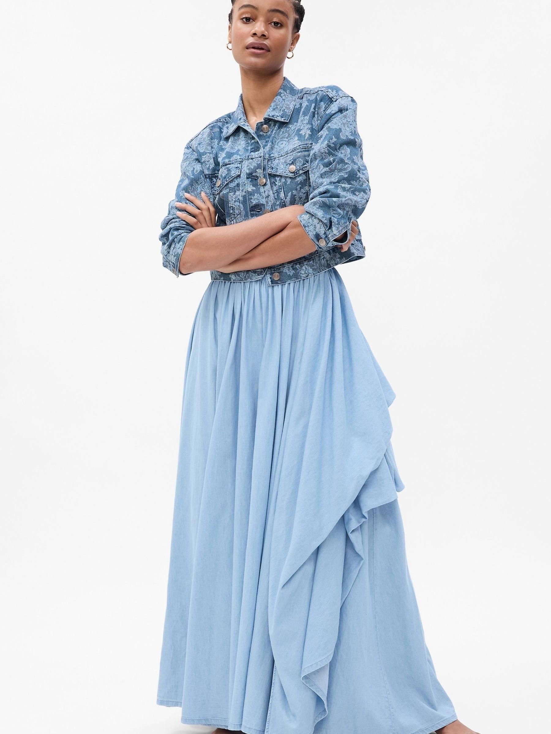 Blue LoveShackFancy Floral Icon Denim Jacket - Image 3 of 5