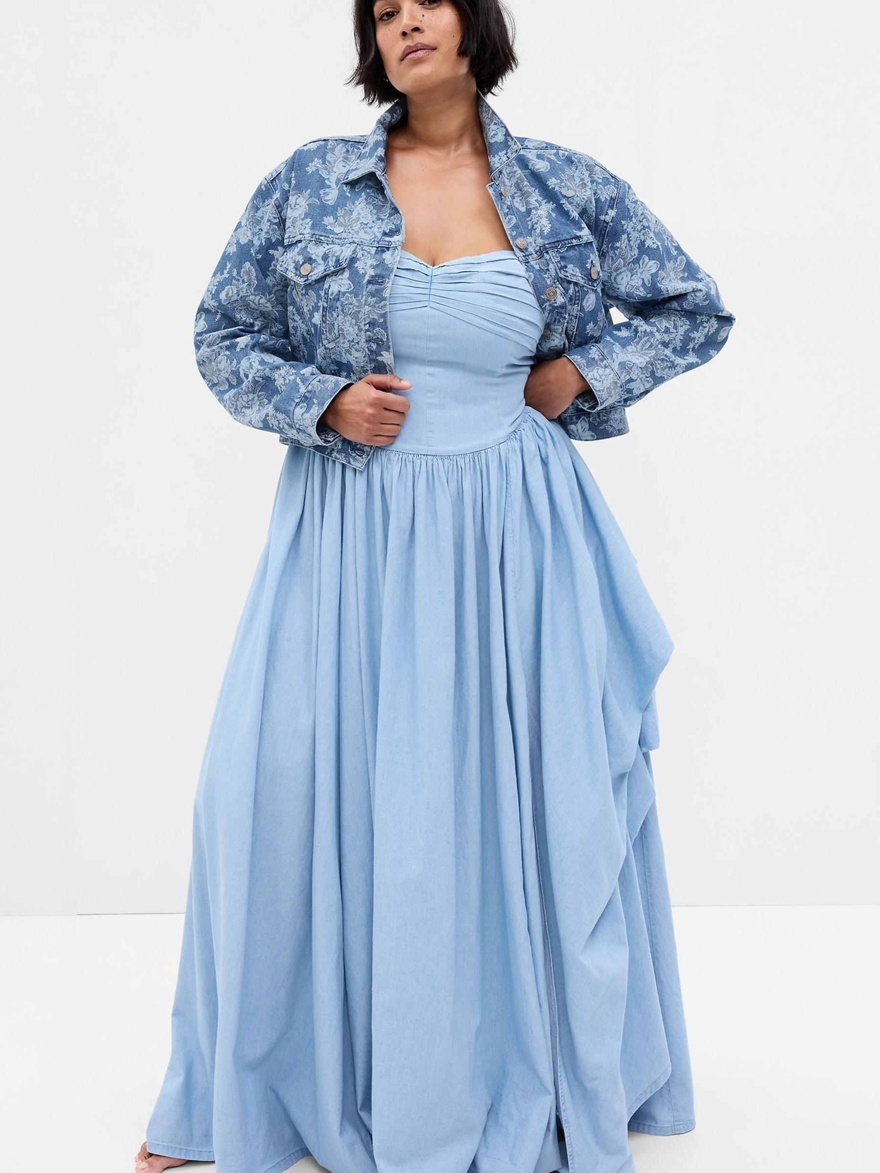 Blue LoveShackFancy Floral Icon Denim Jacket - Image 4 of 5