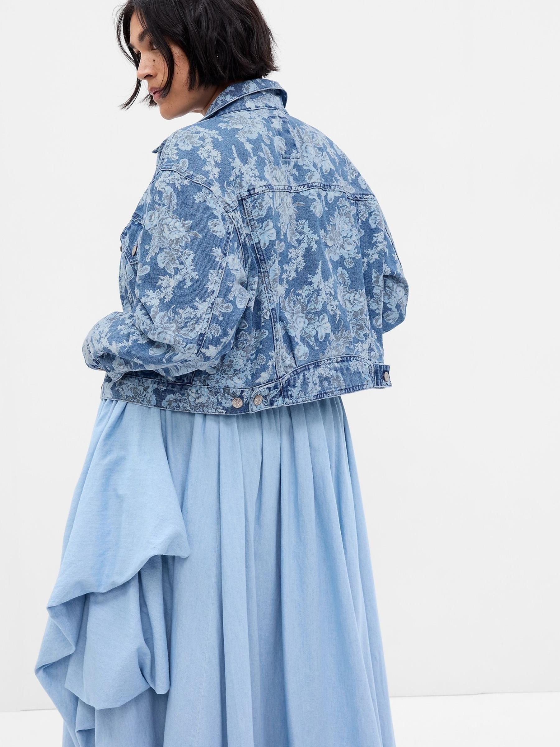 Blue LoveShackFancy Floral Icon Denim Jacket - Image 5 of 5