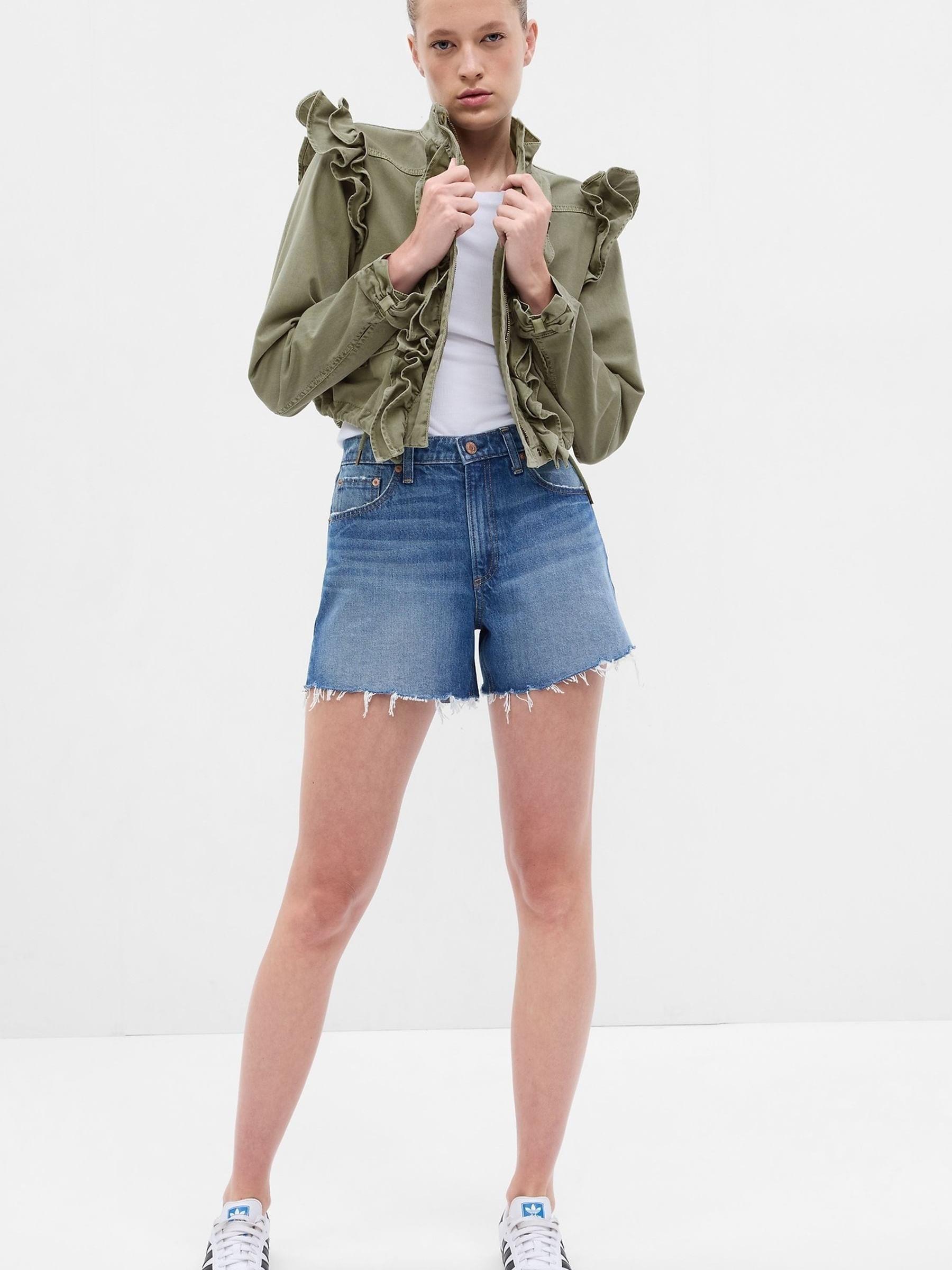 Green LoveShackFancy Ruffle Cropped Utility Jacket - Image 5 of 5