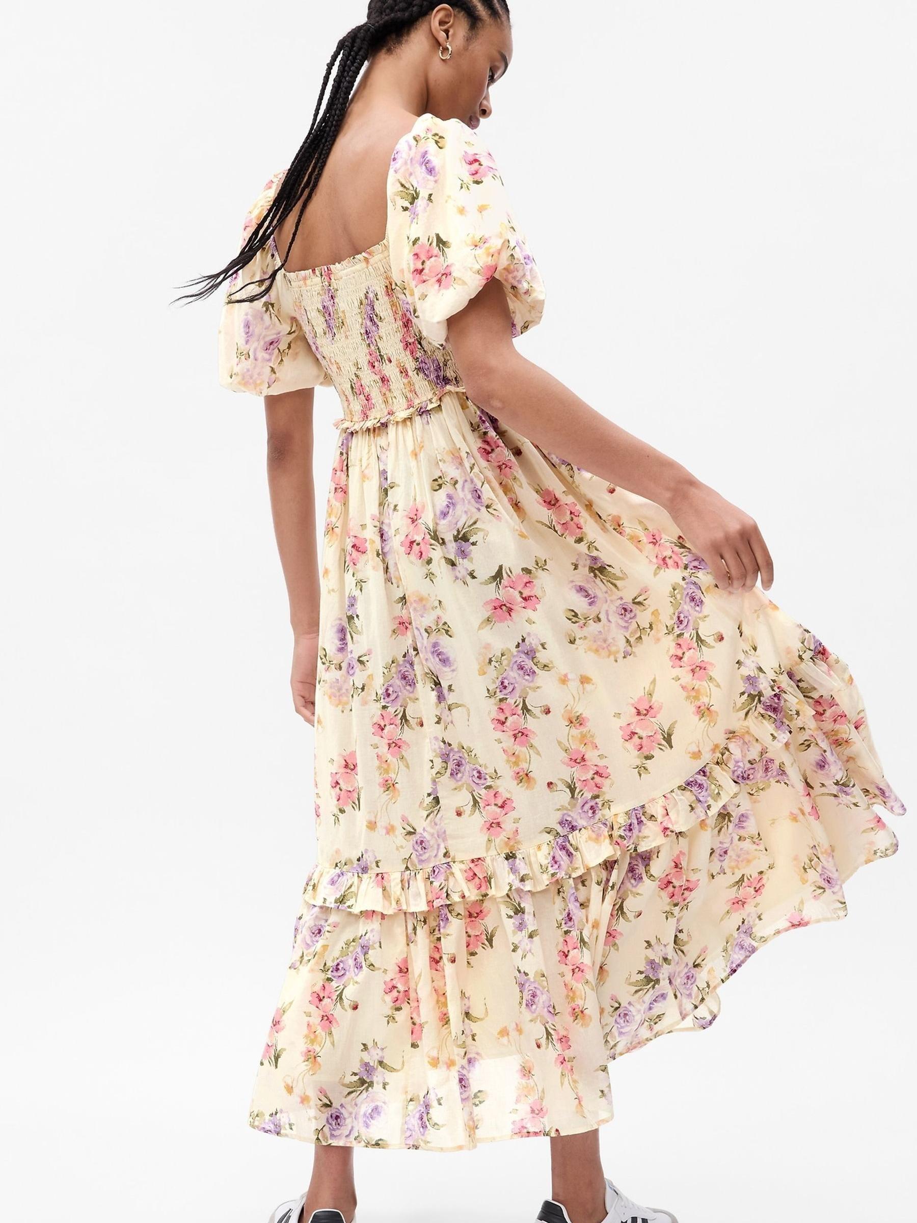 Cream LoveShackFancy Floral Puff Sleeve Maxi Dress - Image 2 of 5