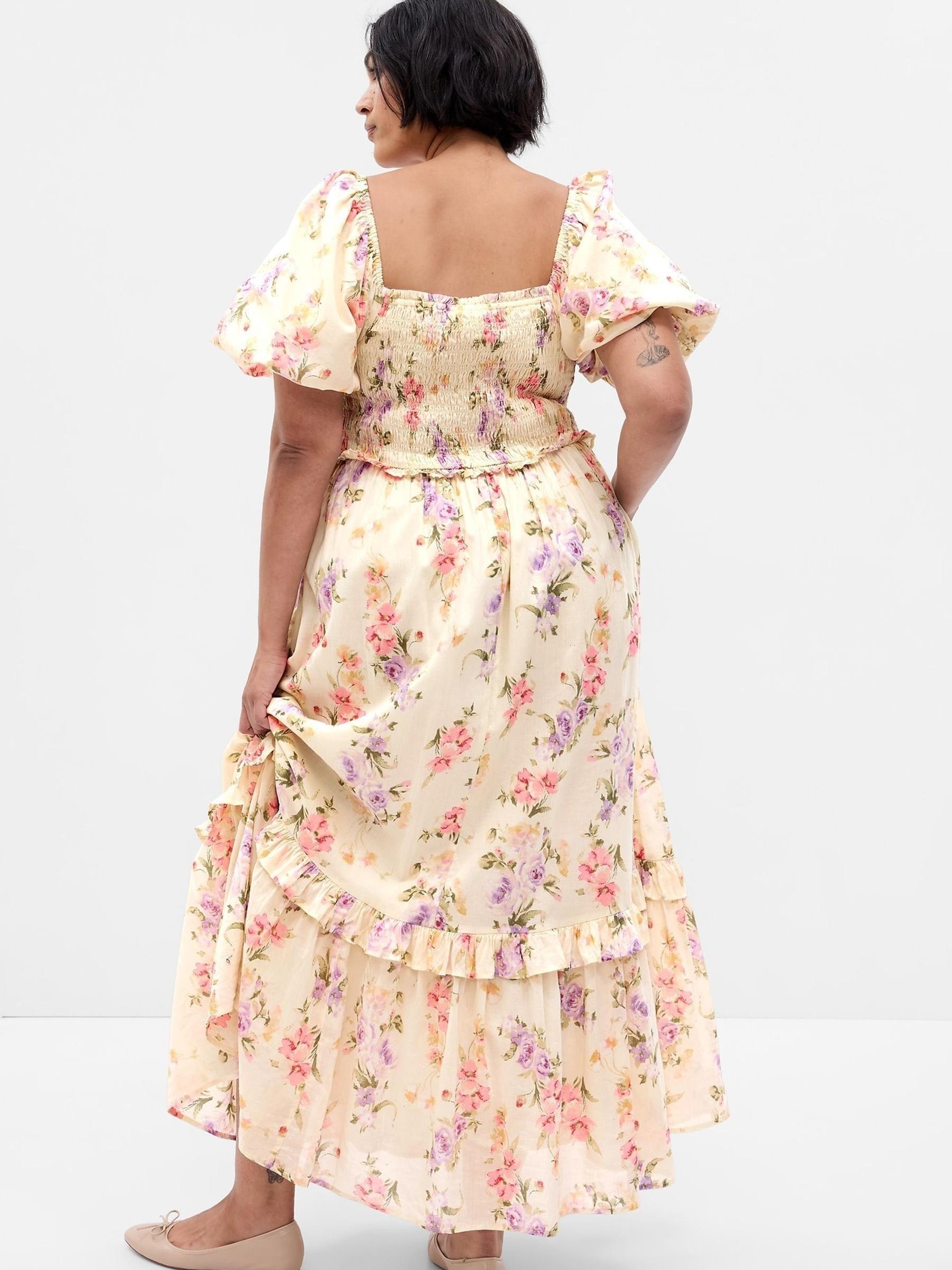 Cream LoveShackFancy Floral Puff Sleeve Maxi Dress - Image 4 of 5