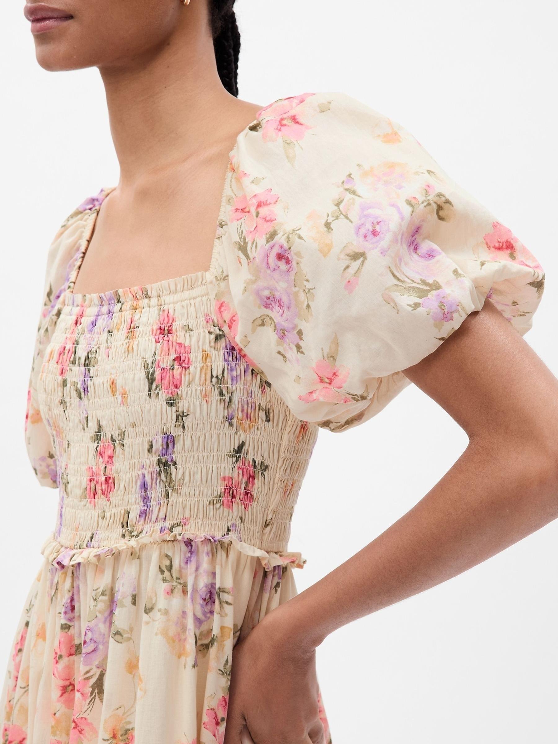Cream LoveShackFancy Floral Puff Sleeve Maxi Dress - Image 5 of 5