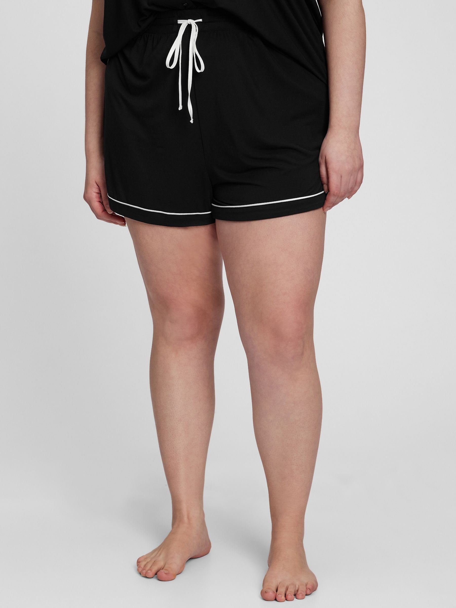 Black Soft Cosy Pyjama Shorts - Image 1 of 4