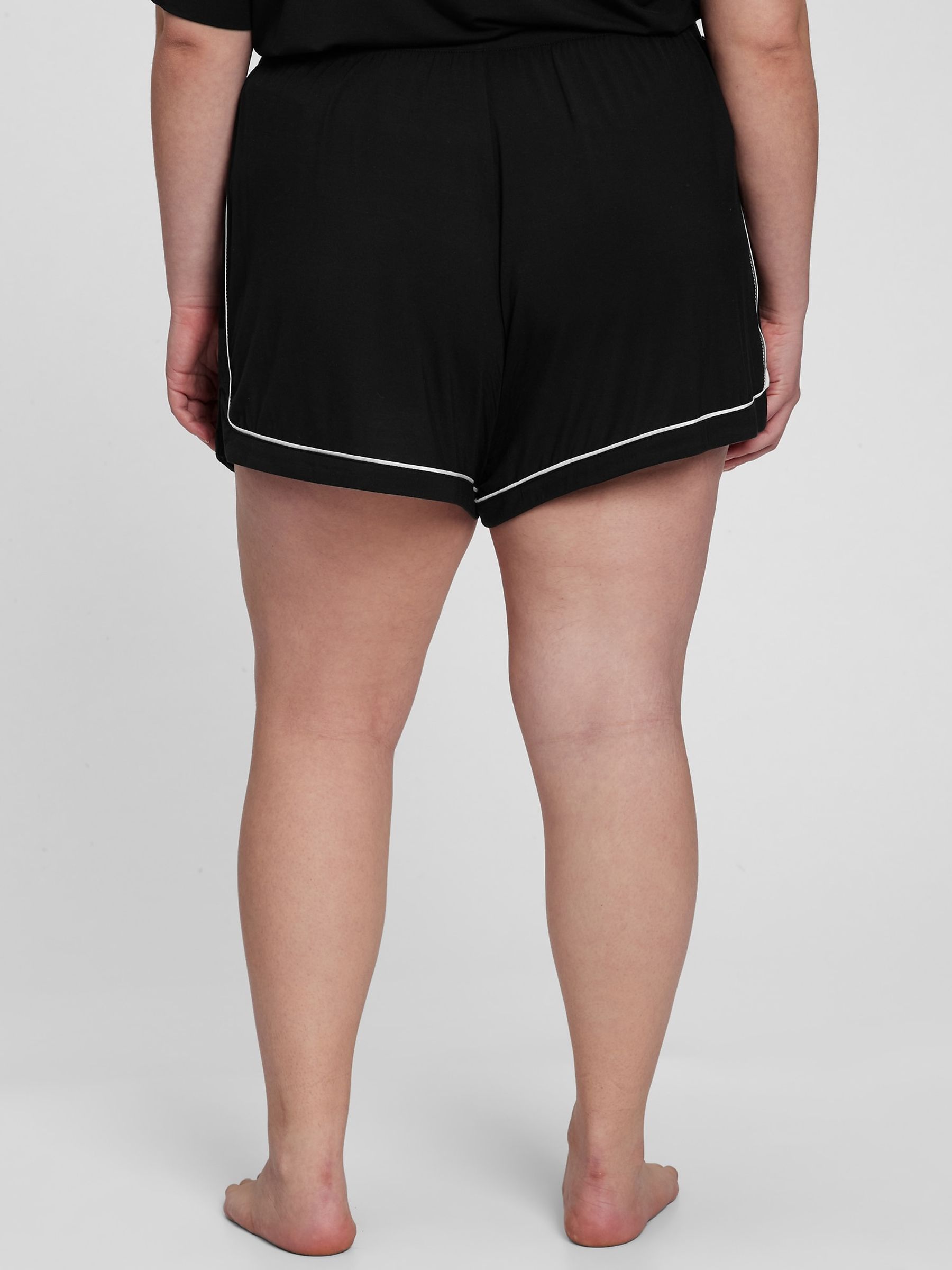 Black Soft Cosy Pyjama Shorts - Image 2 of 4