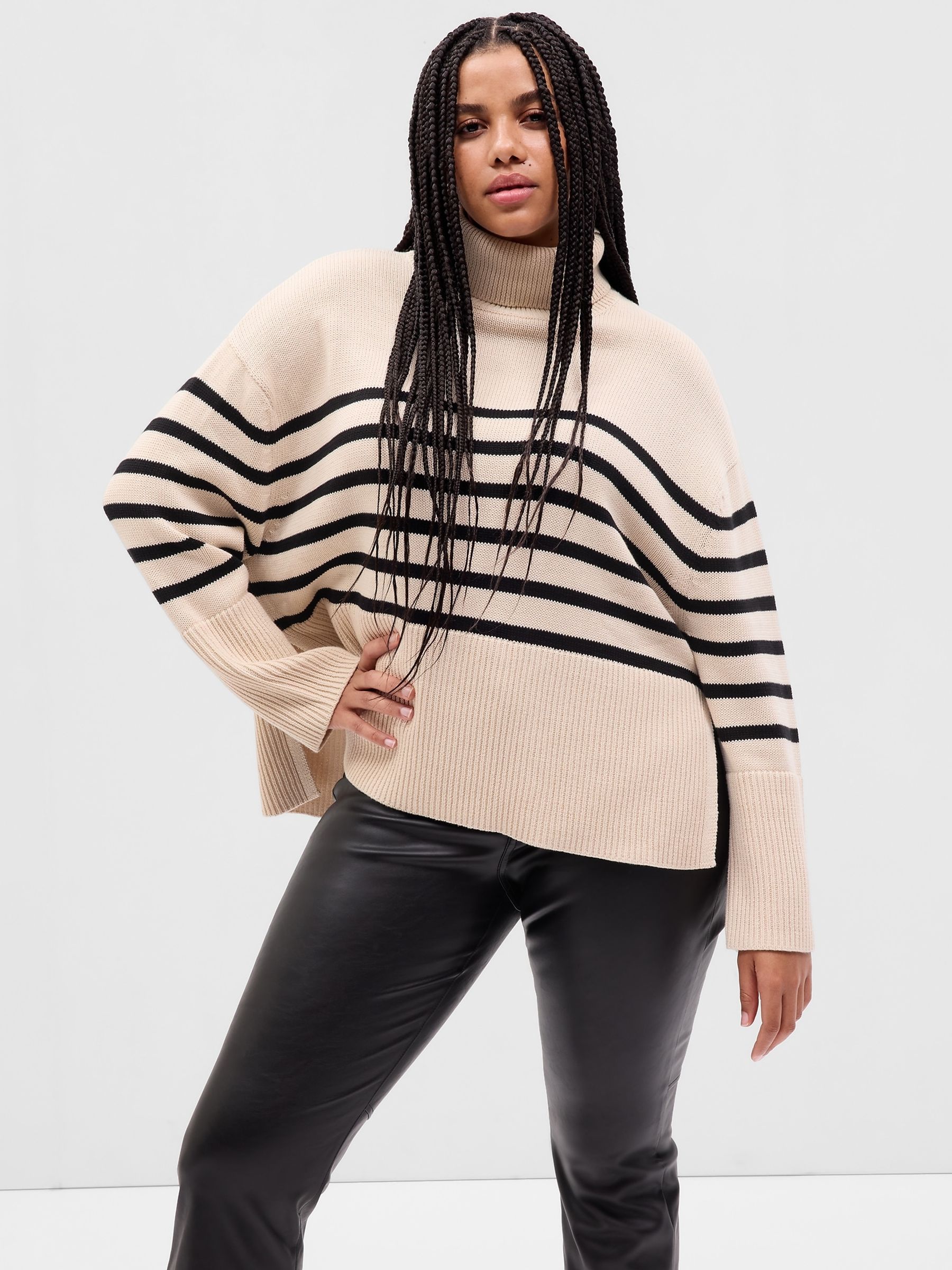 Neutral Split Hem Turtle Neck Jumper - Image 4 of 5