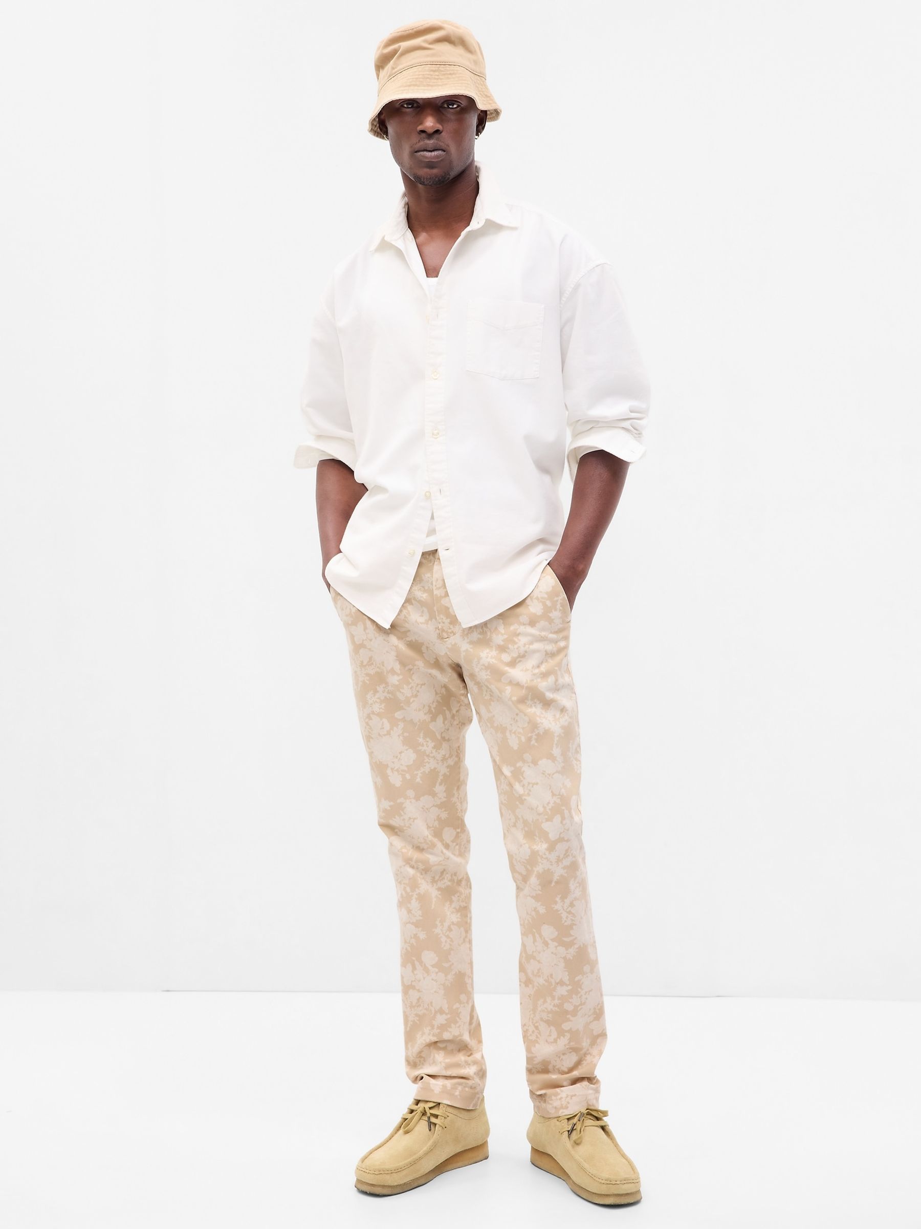 Cream LoveShackFancy Floral Slim Fit Chinos - Image 1 of 1