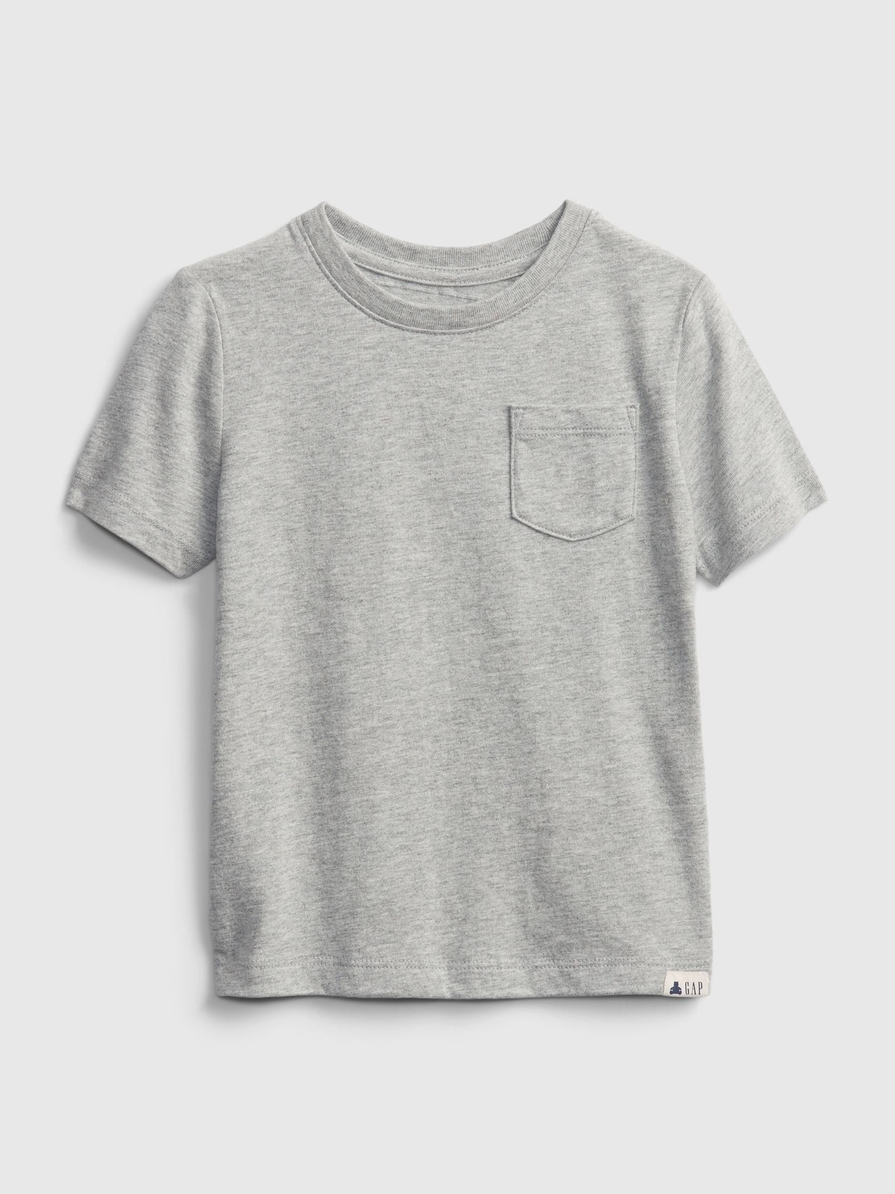 Light Grey Short Sleeve Crew Neck Pocket T-Shirt (12mths-5yrs) - Image 1 of 3