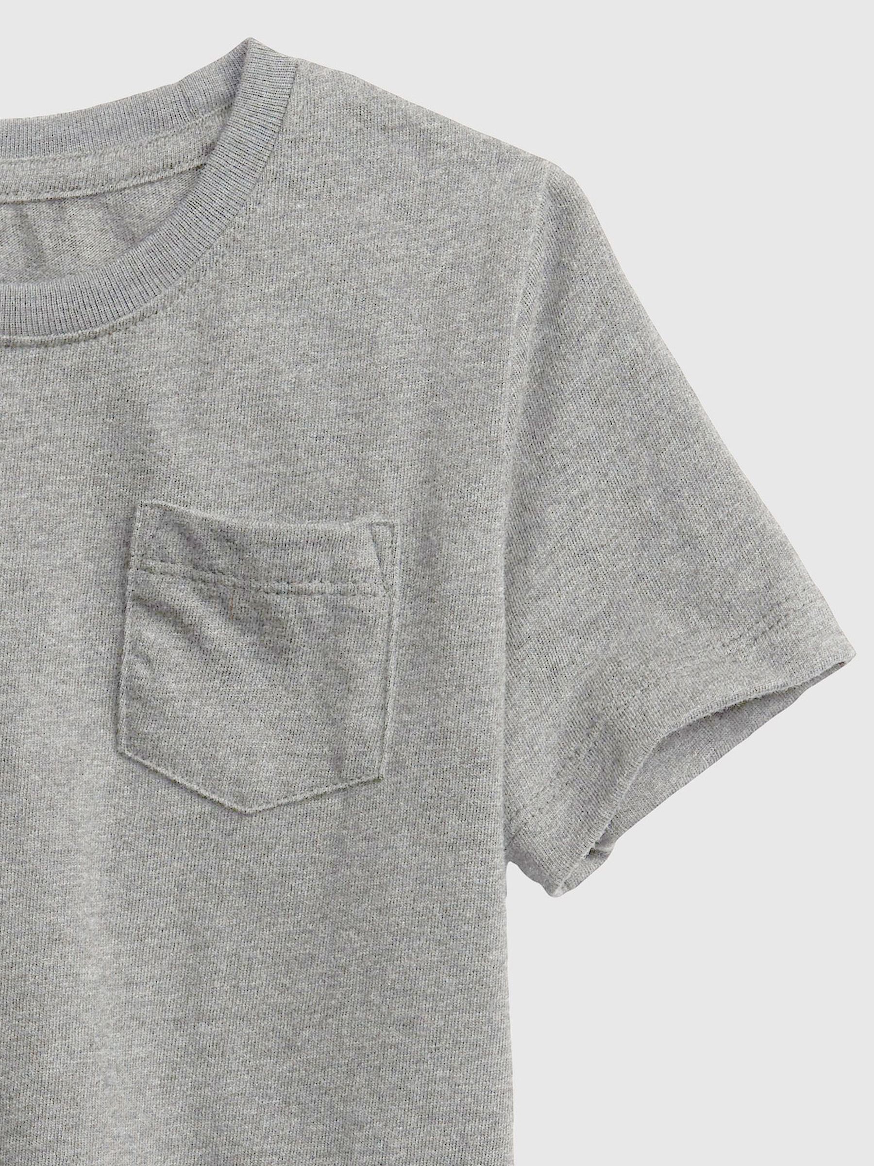 Light Grey Short Sleeve Crew Neck Pocket T-Shirt (12mths-5yrs) - Image 2 of 3