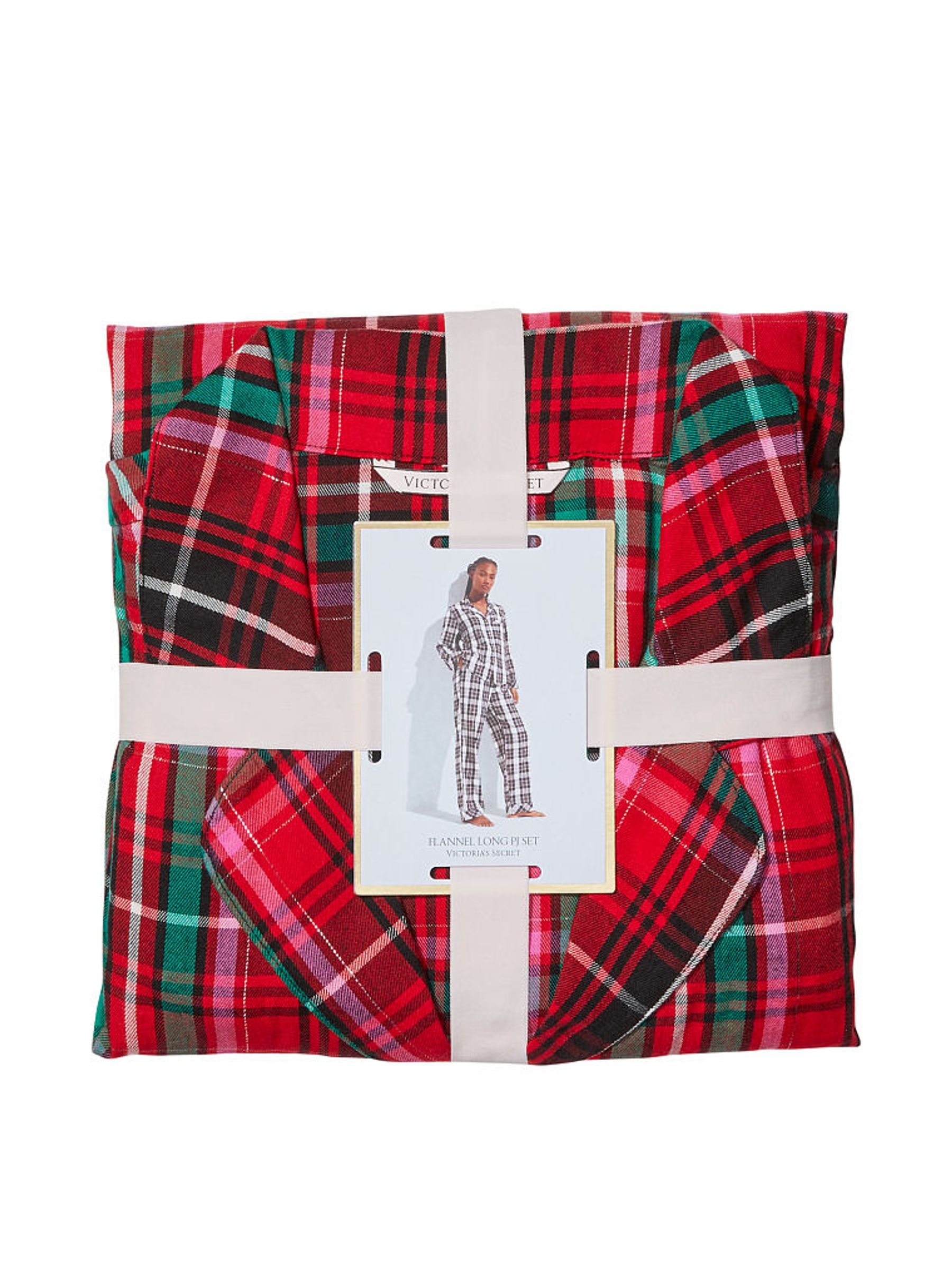 Lipstick Red Plaid Flannel Long Pajama Set - Image 4 of 4