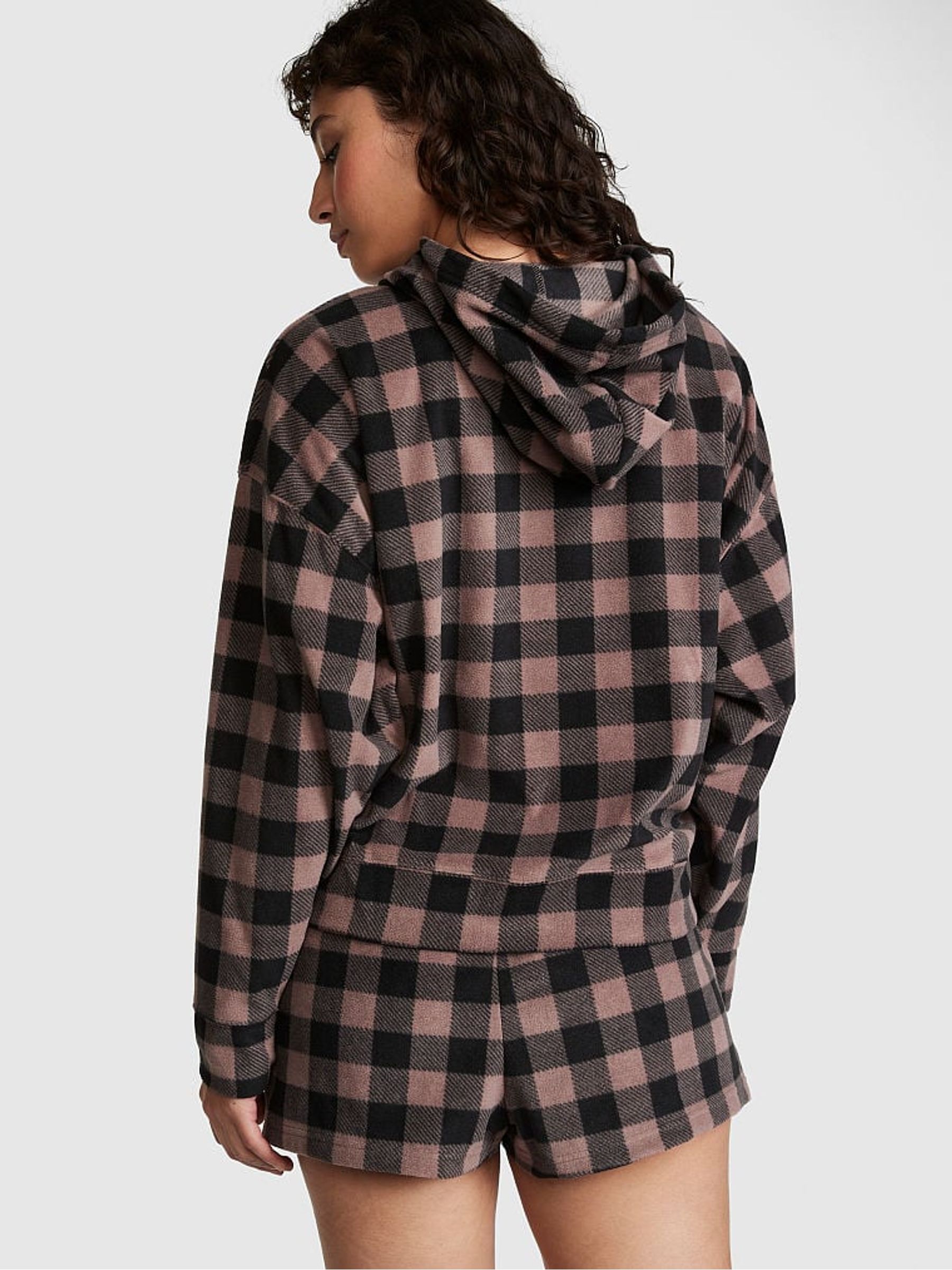 Iced Coffee Brown Tartan Polar Fleece Short Set - Image 2 of 4