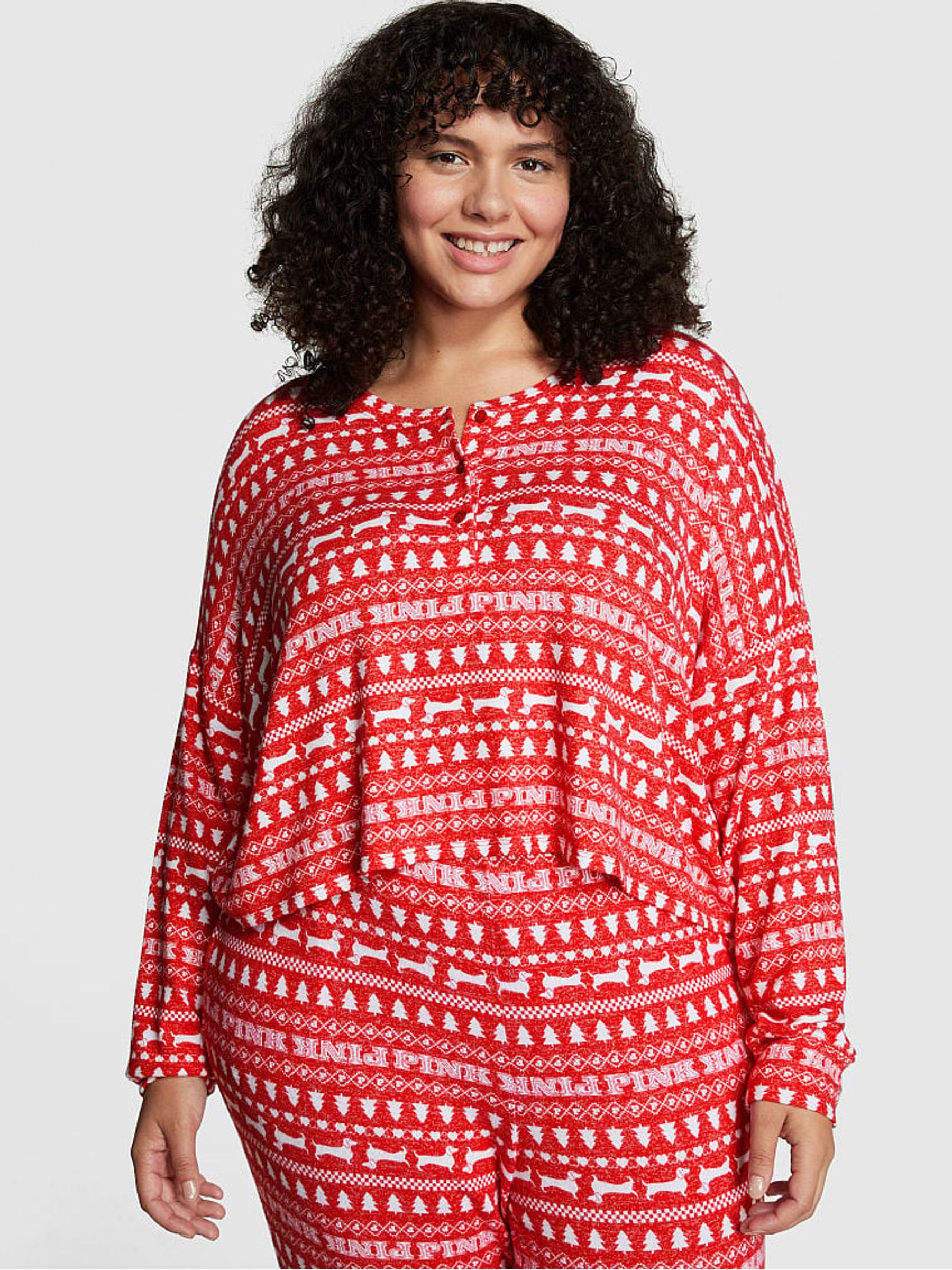 Red Pepper Christmas Print Cosy Long Sleeve Pyjama Shirt - Image 1 of 4