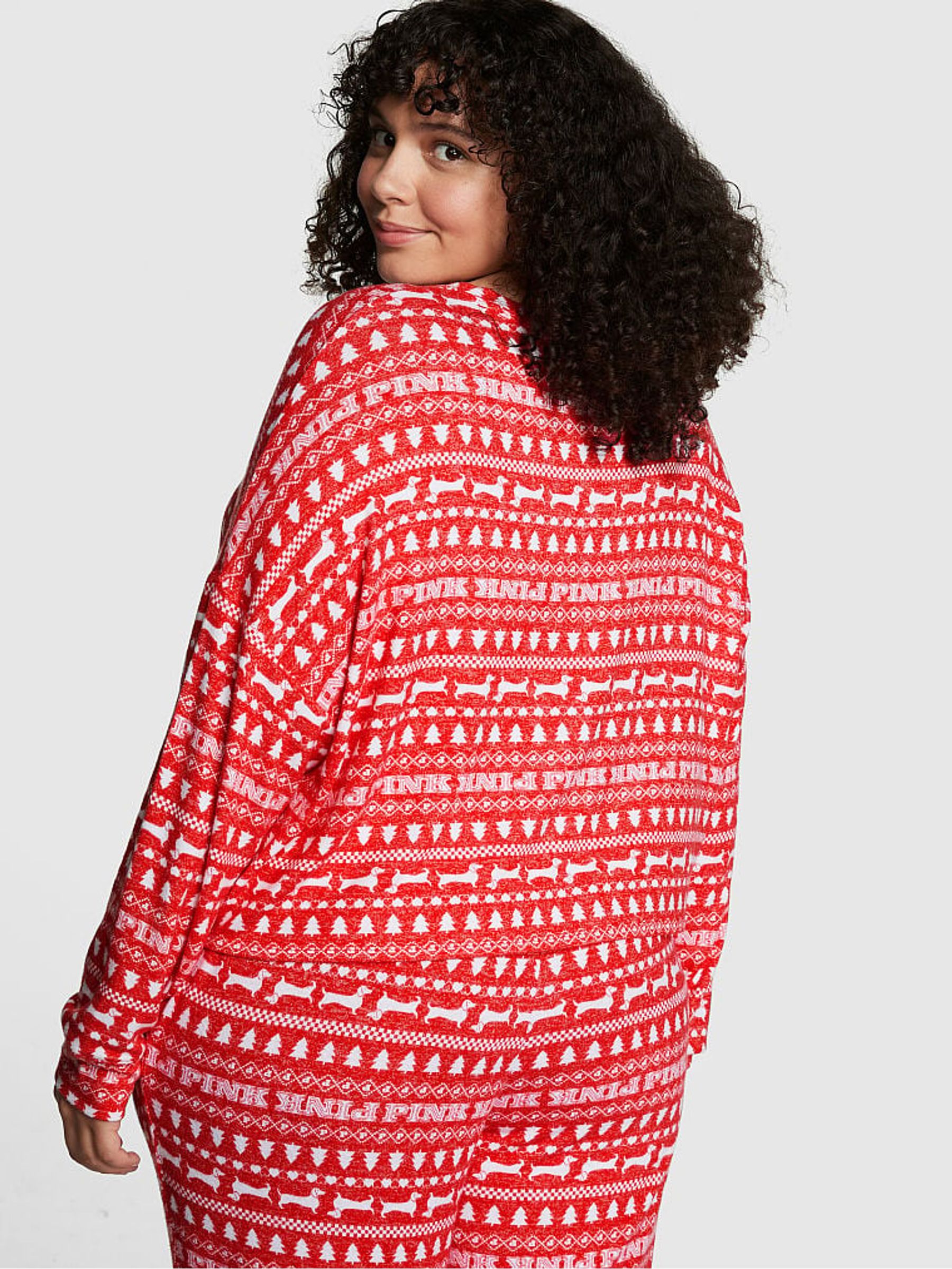 Red Pepper Christmas Print Cosy Long Sleeve Pyjama Shirt - Image 2 of 4