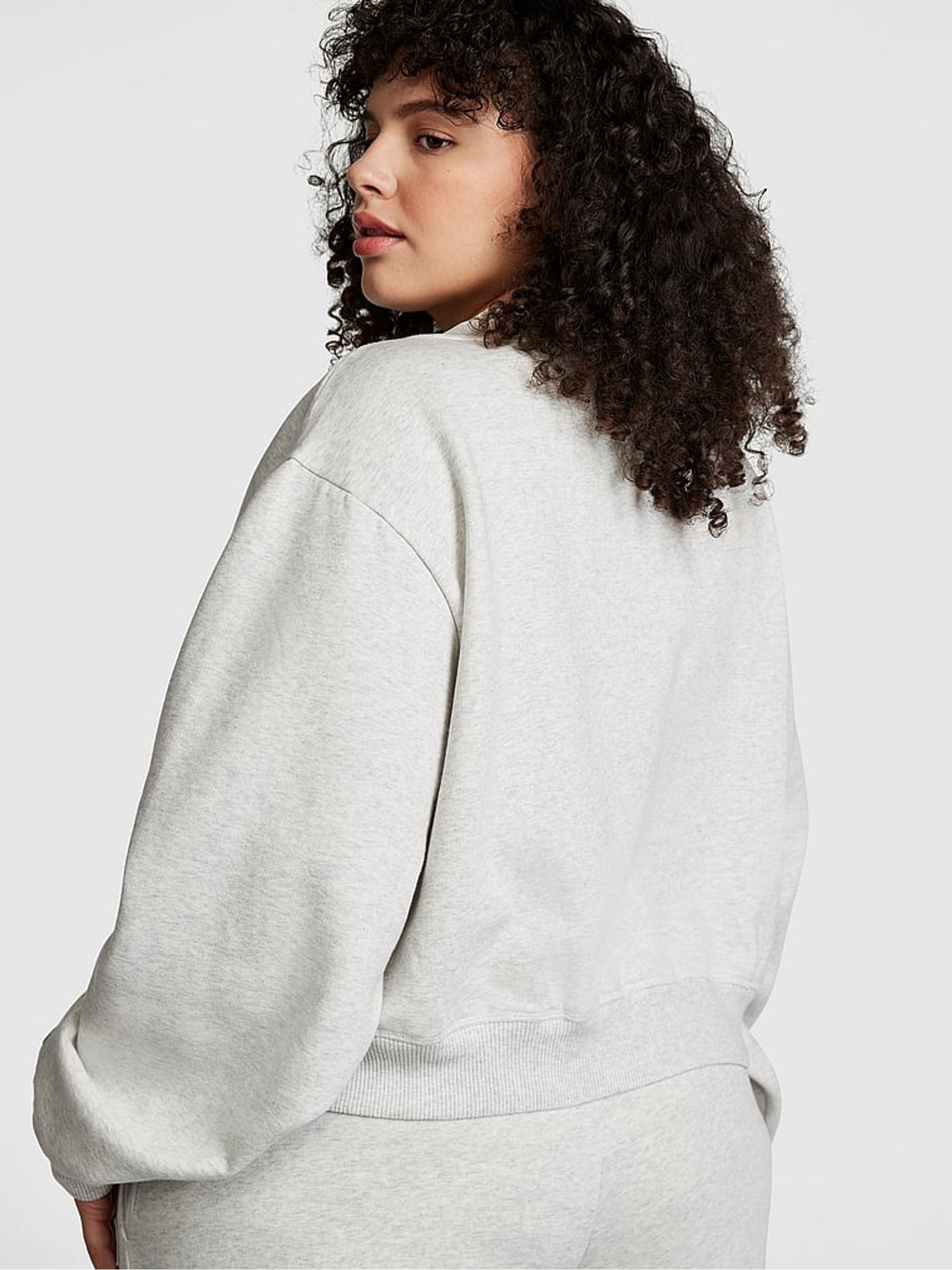 Heather Grey Elevated Fleece V-Neck Sweat Top - Image 2 of 3