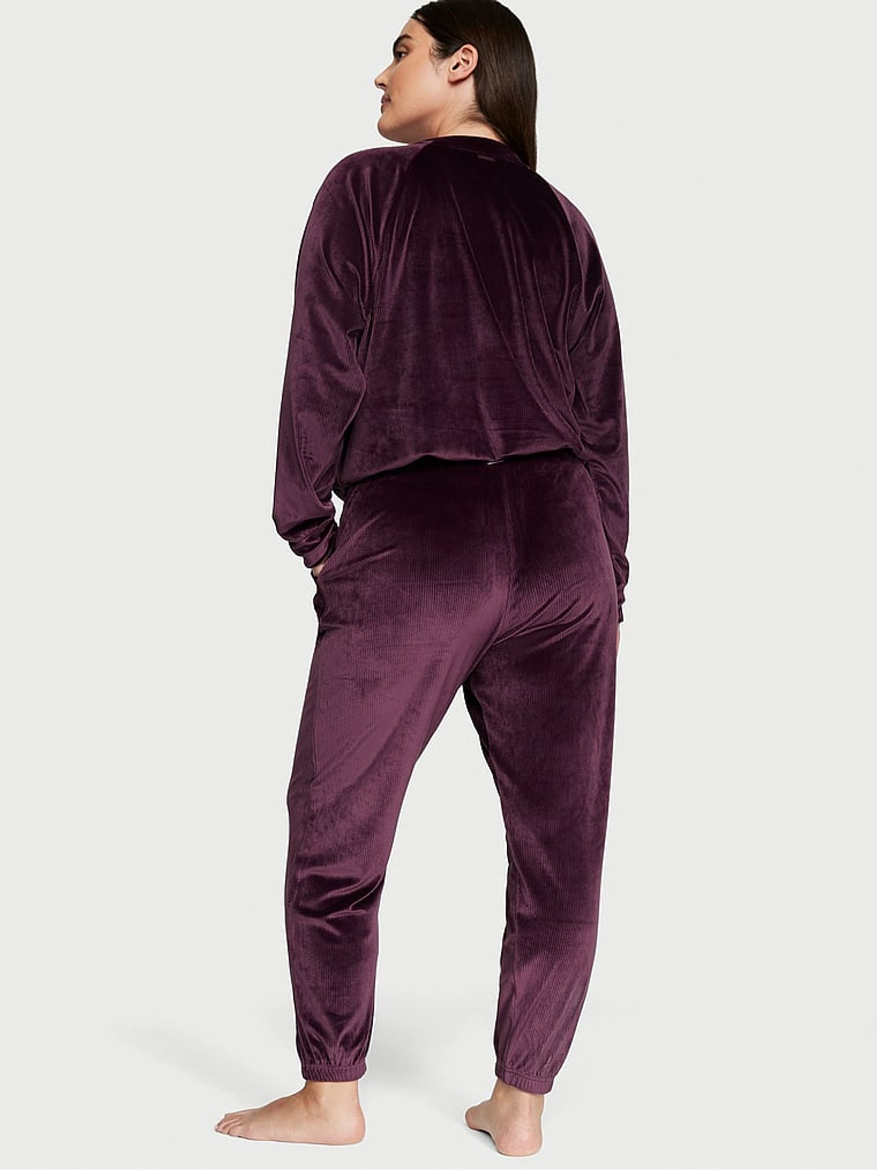 Winter Wine Purple Ribbed Velour Jogger - Image 2 of 3