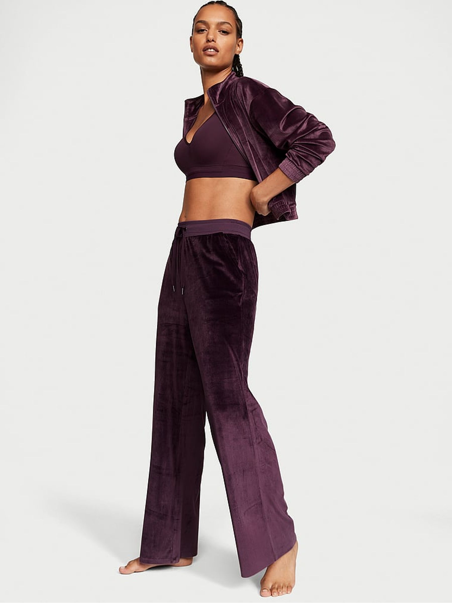 Winter Wine Purple Velour Wide Leg Jogger - Image 2 of 4