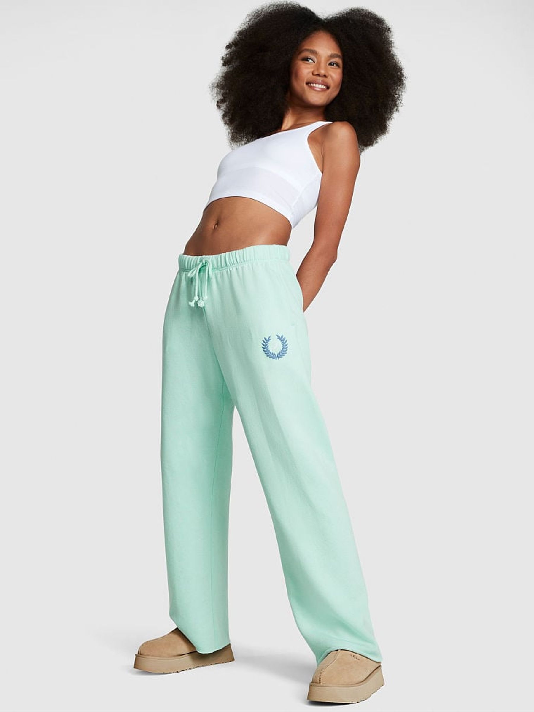 Opal Blue Wide Leg Jogger - Image 1 of 4