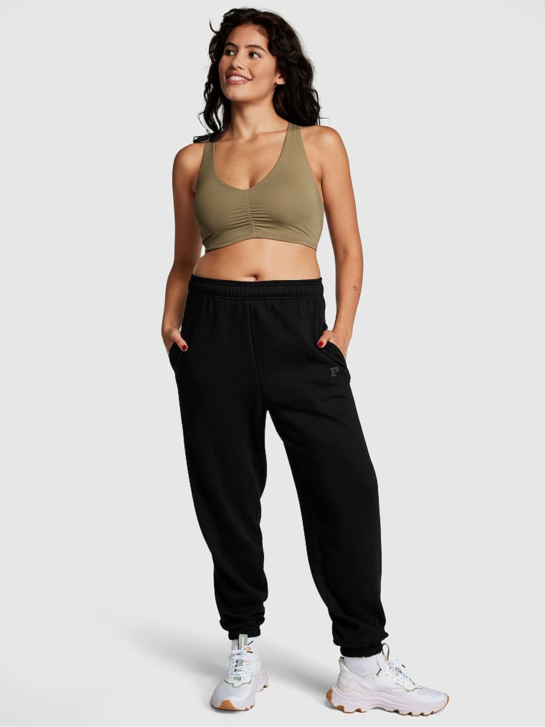 Pure Black Fleece Cuffed Jogger - Image 1 of 3