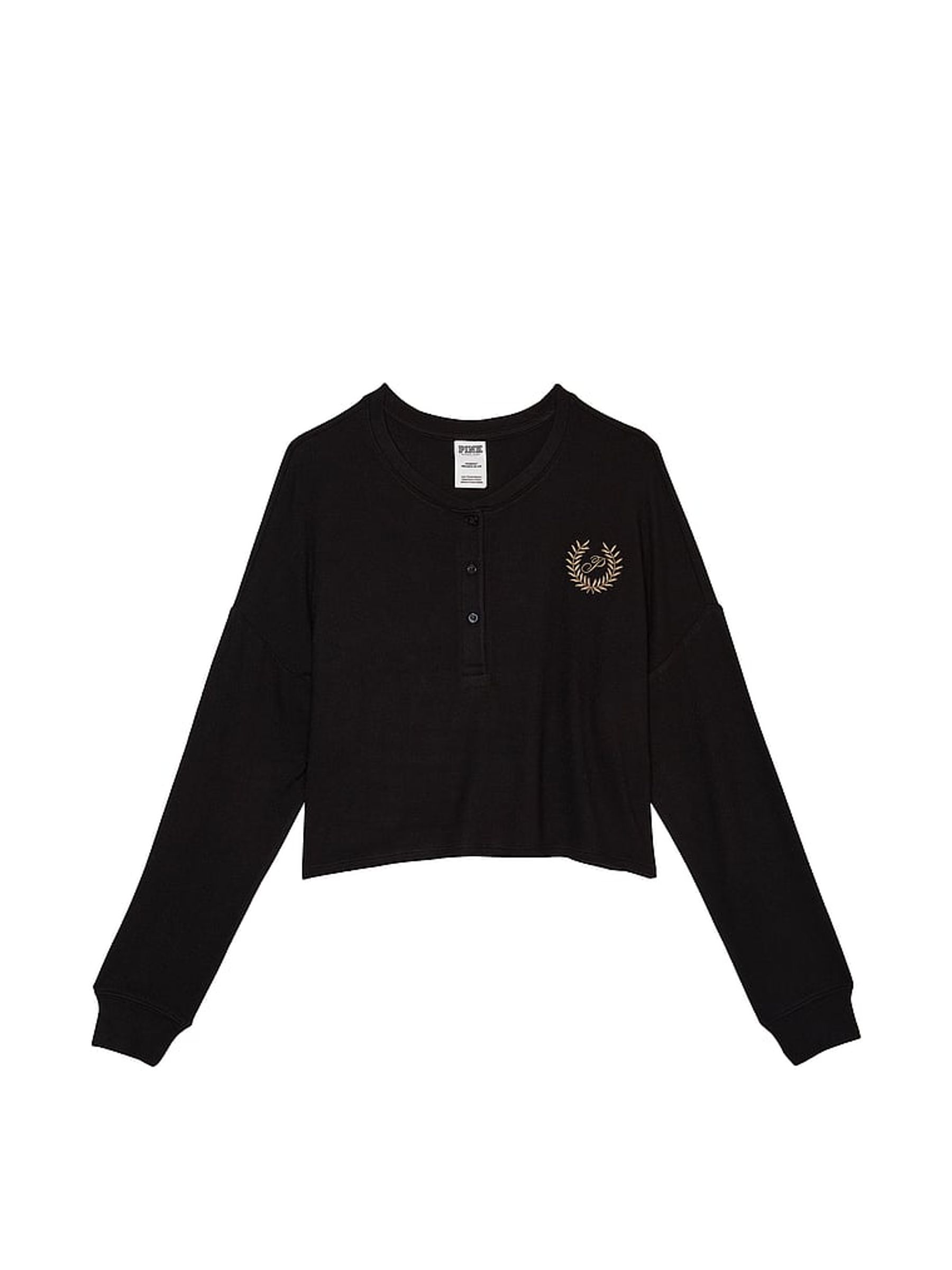 Pure Black Cosy Long Sleeve Sleep Shirt - Image 1 of 1