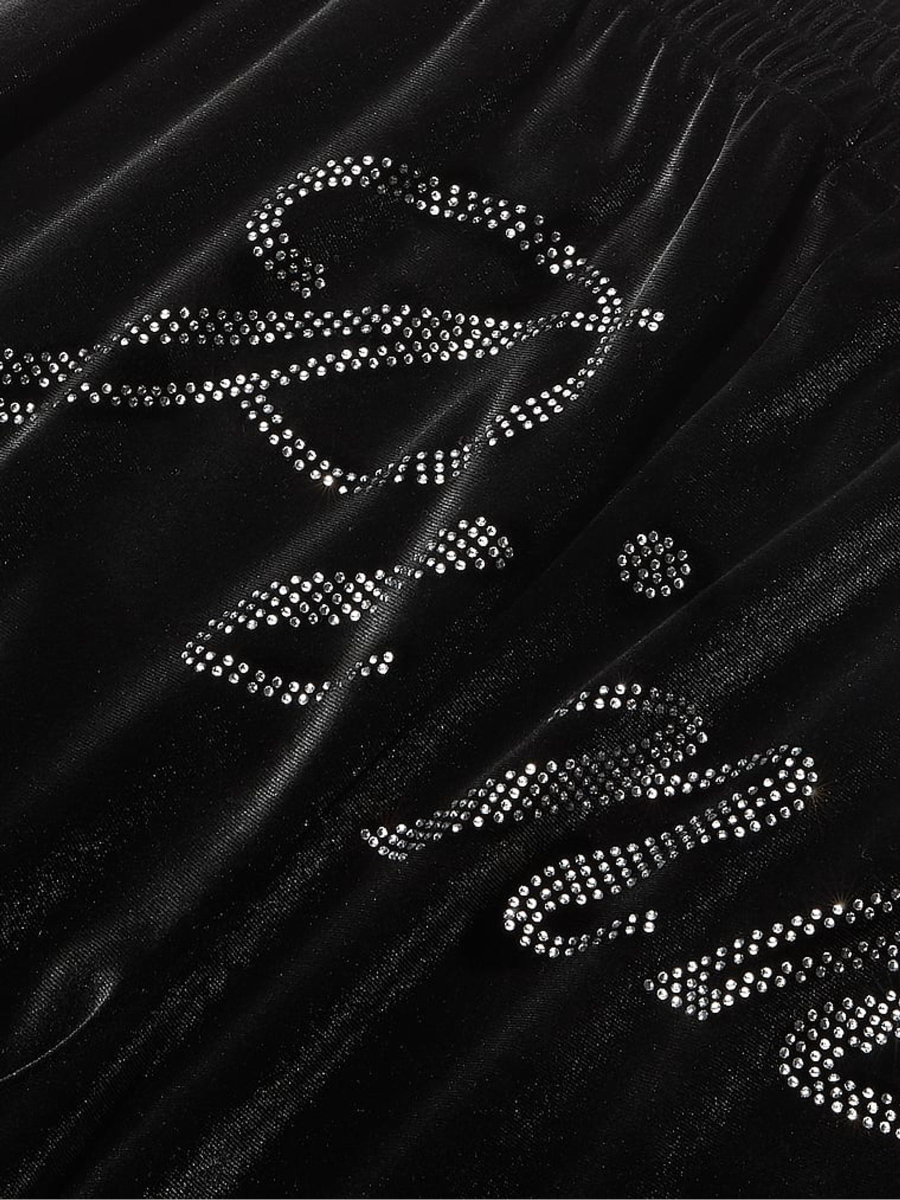 Pure Black Velour Wide Leg Logo Jogger - Image 2 of 2