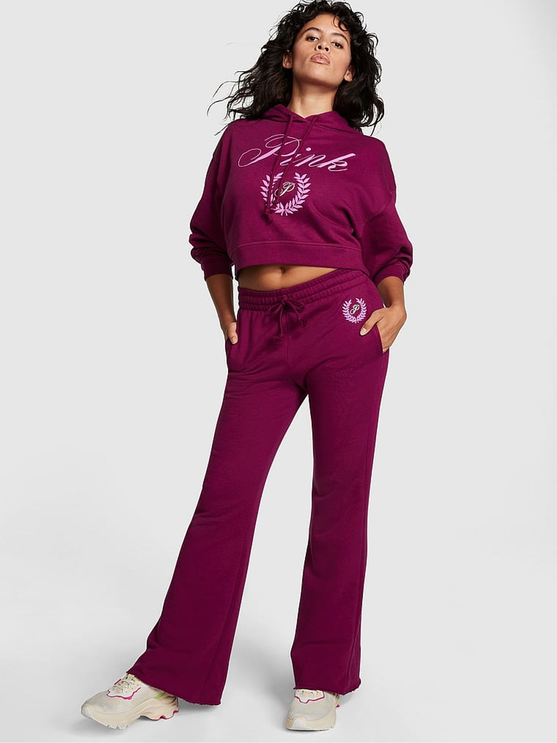 Vivid Magenta Pink Wide Leg High Waist Jogger - Image 1 of 4
