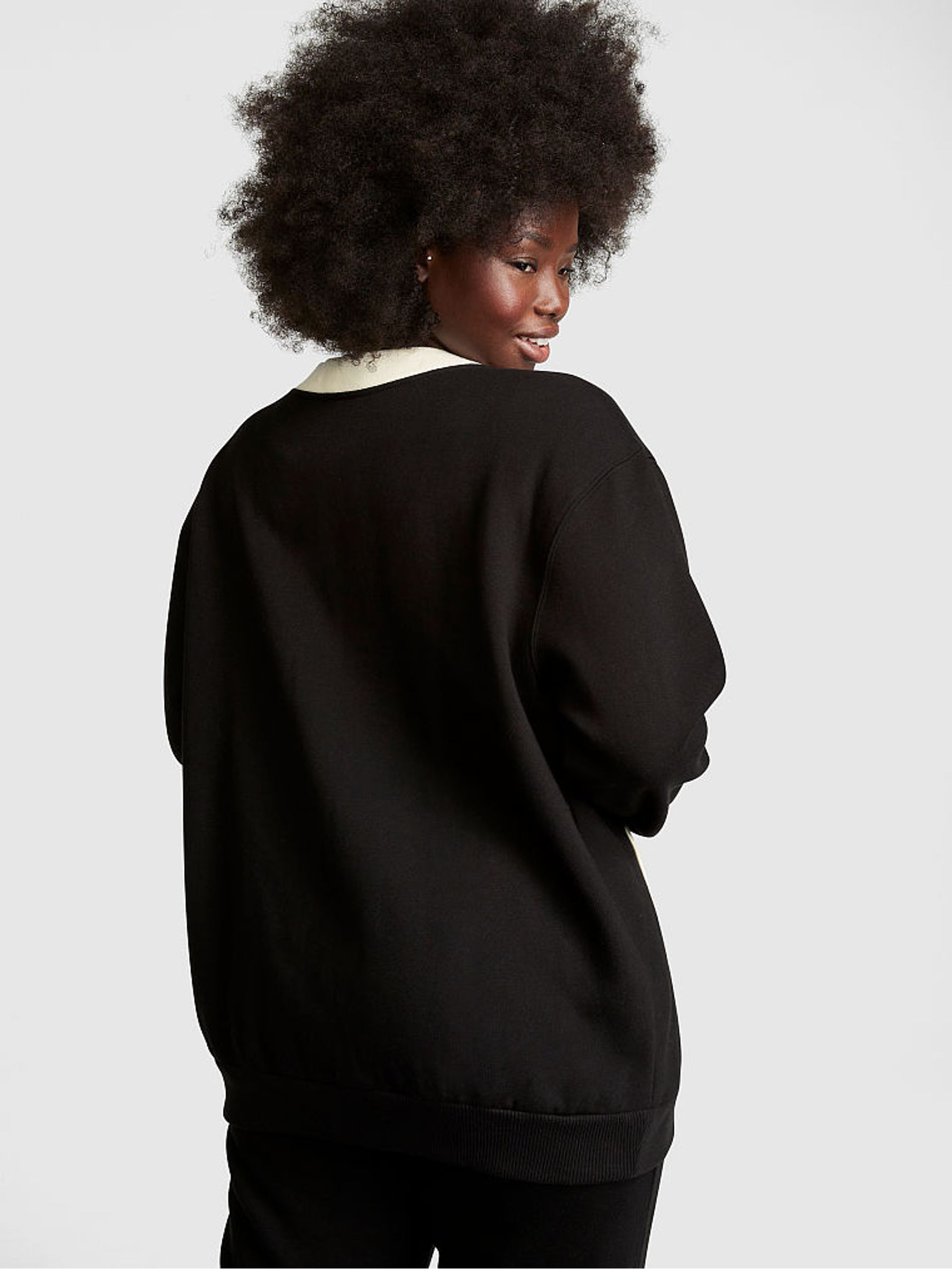 Pure Black Elevated Fleece Boyfriend Cardigan - Image 2 of 4