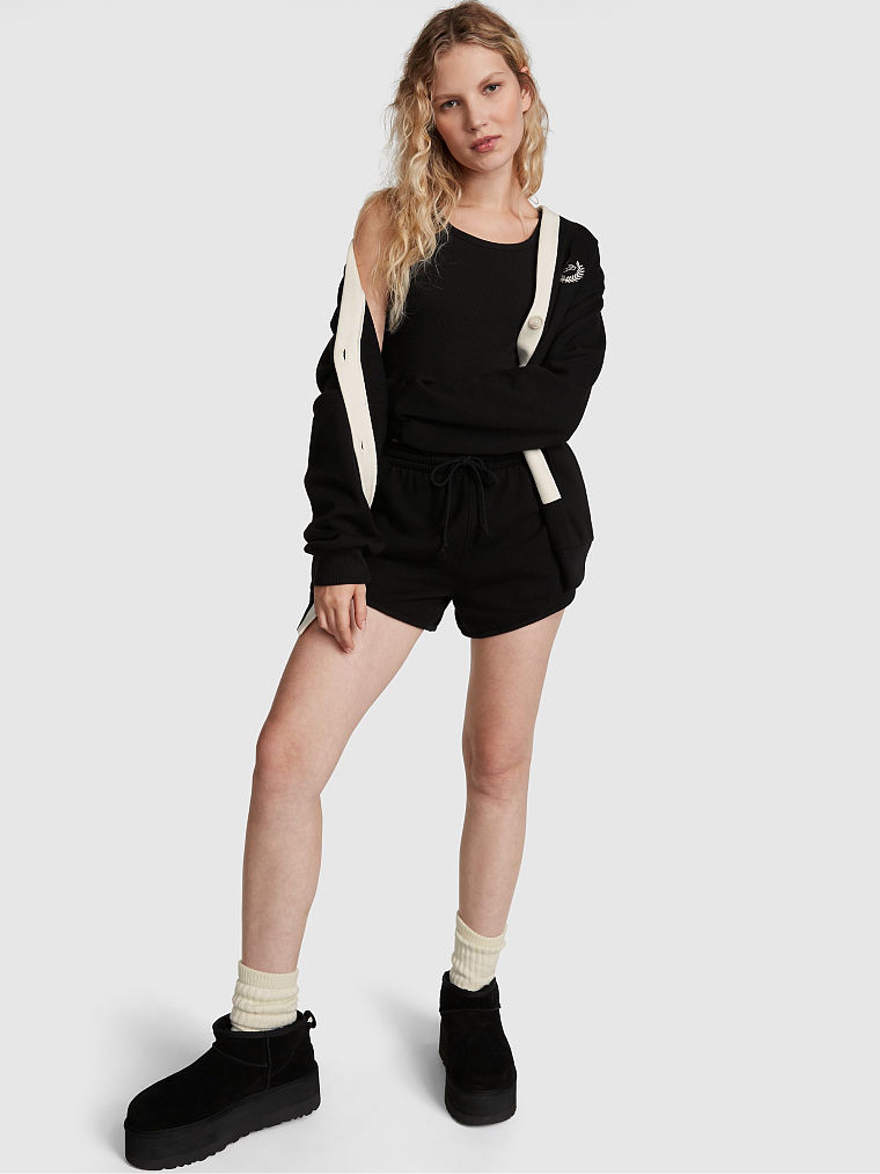 Pure Black Elevated Fleece Boyfriend Cardigan - Image 3 of 4