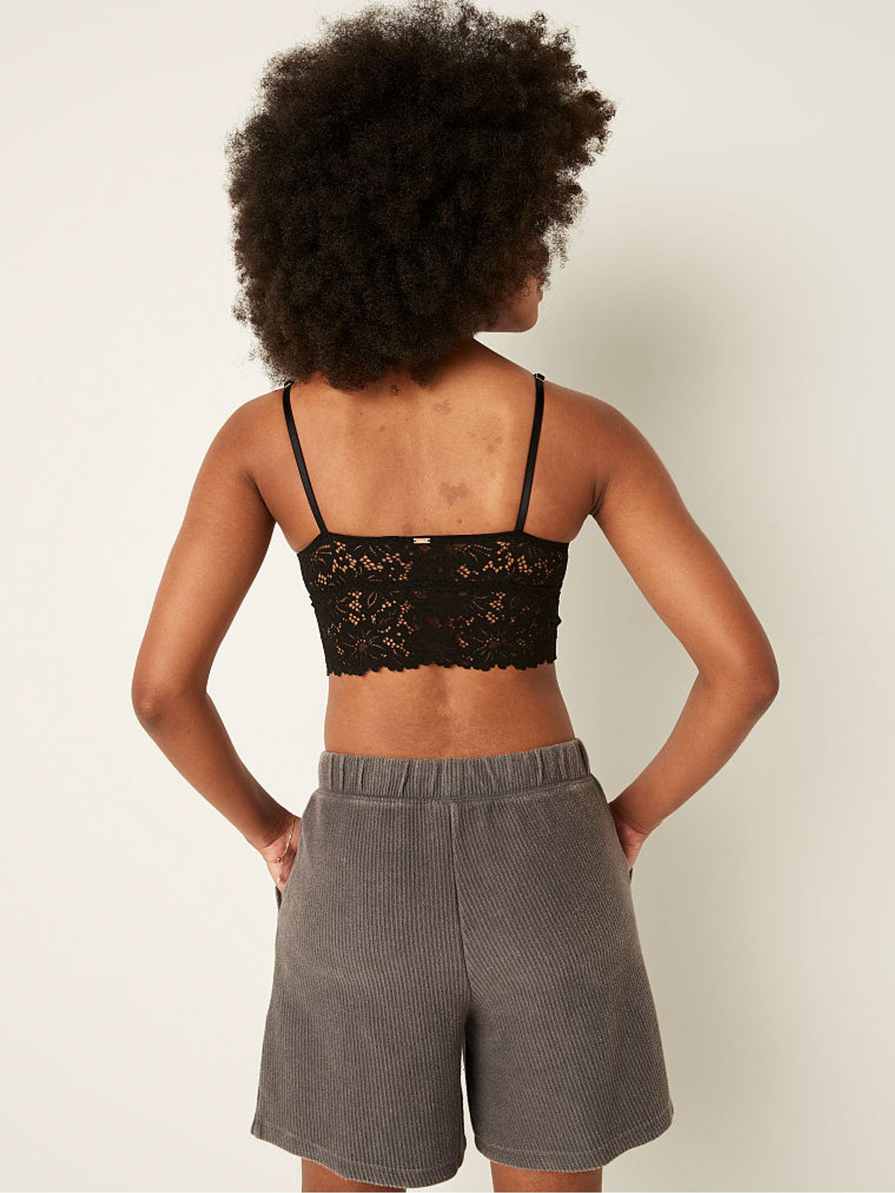 Pure Black Lace Longline Bralette - Image 2 of 4