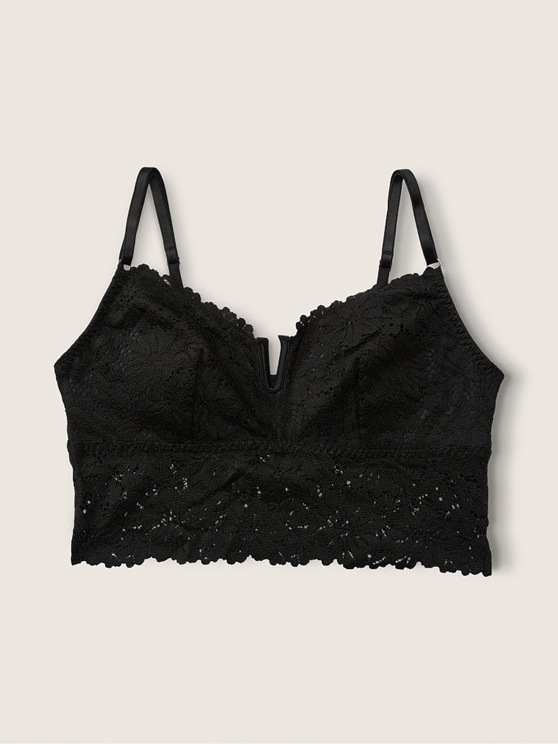 black lace longline bralette