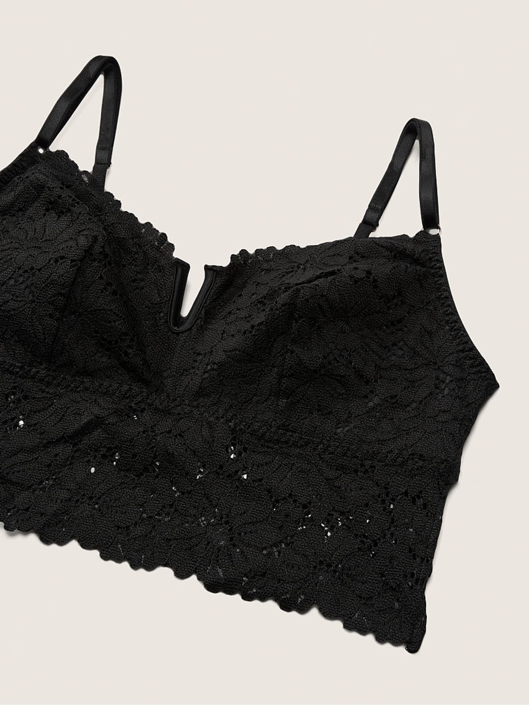 Pure Black Lace Longline Bralette - Image 4 of 4