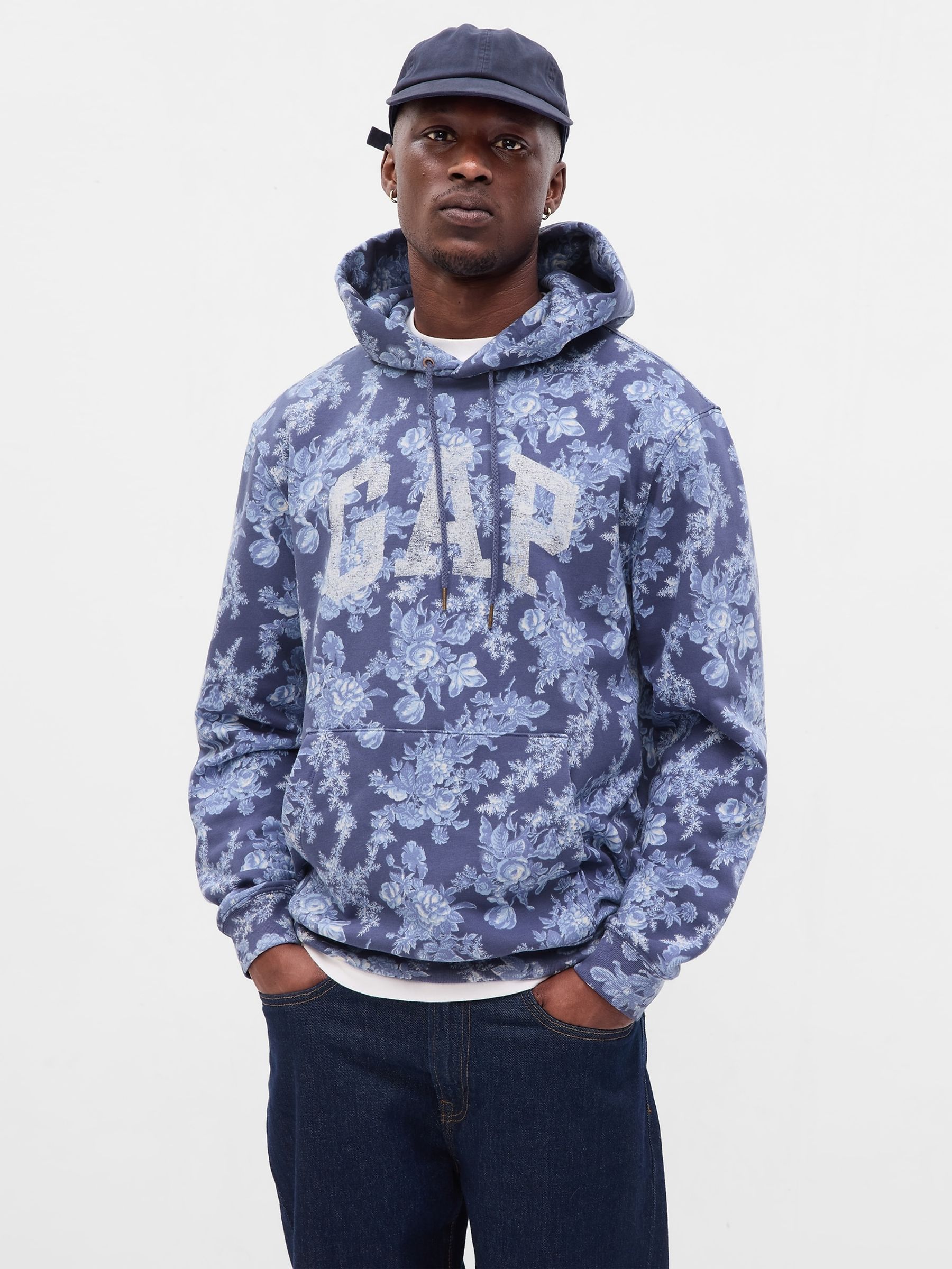 Blue LoveShackFancy Floral Logo Hoodie - Image 1 of 5