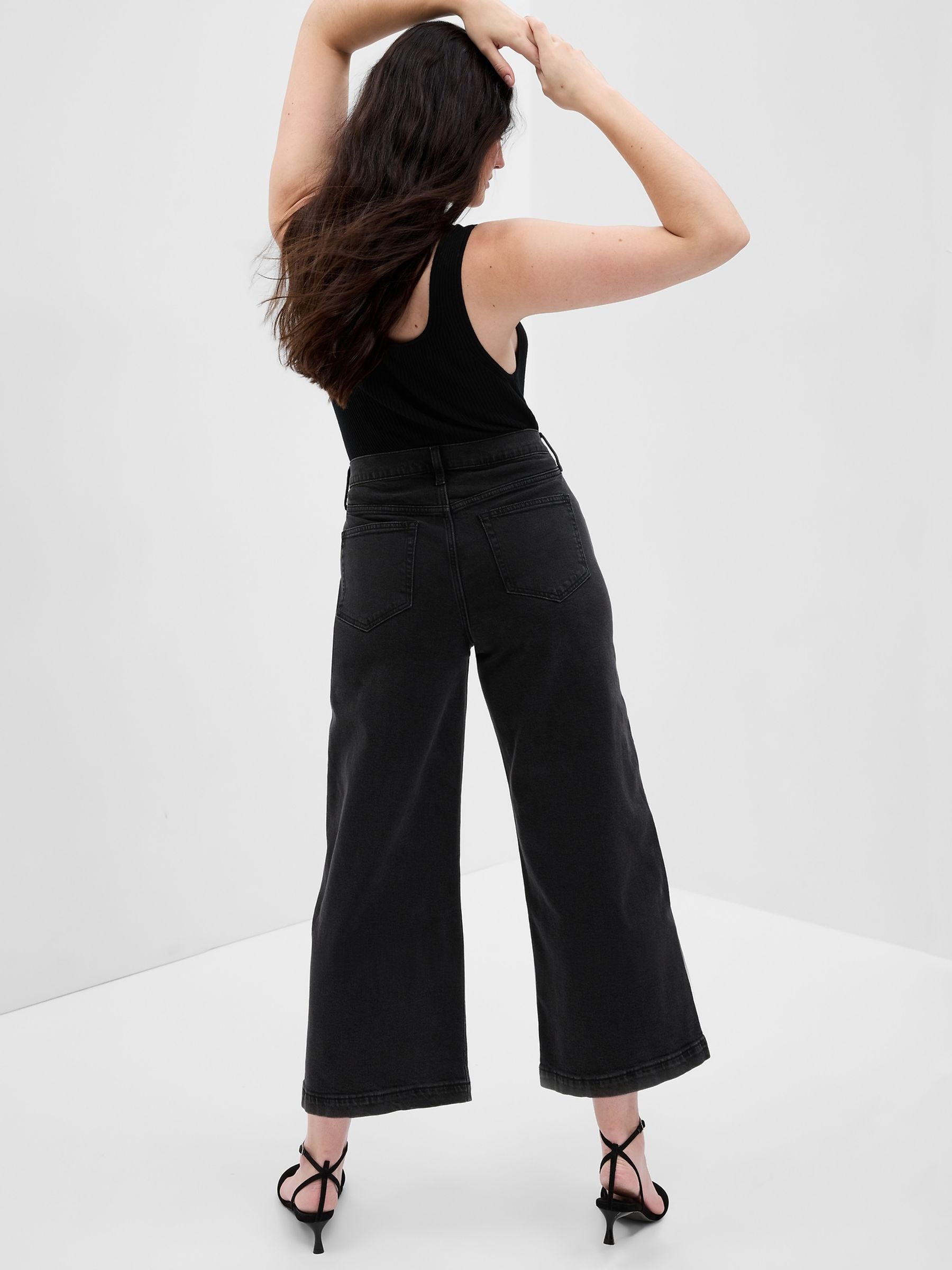 Black High Waisted Wide Leg Washwell Jeans - Image 2 of 4
