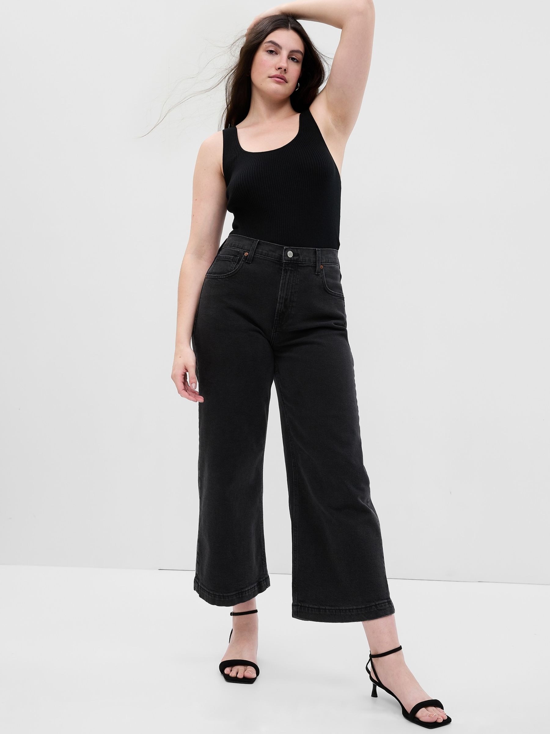 Black High Waisted Wide Leg Washwell Jeans - Image 3 of 4