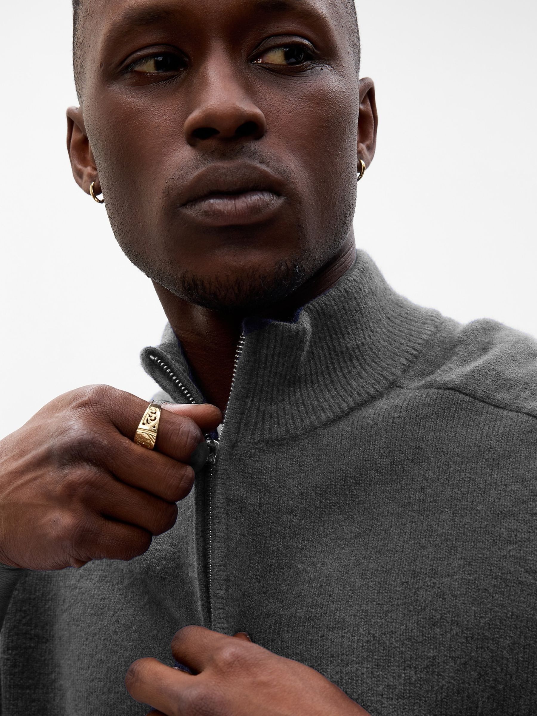 Grey Half-Zip Knit Jumper - Image 3 of 4