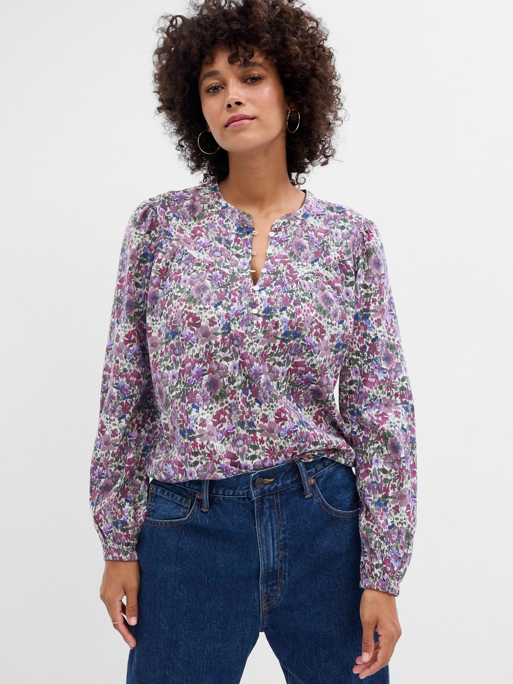 Purple Relaxed Popover Shirt - Image 1 of 2