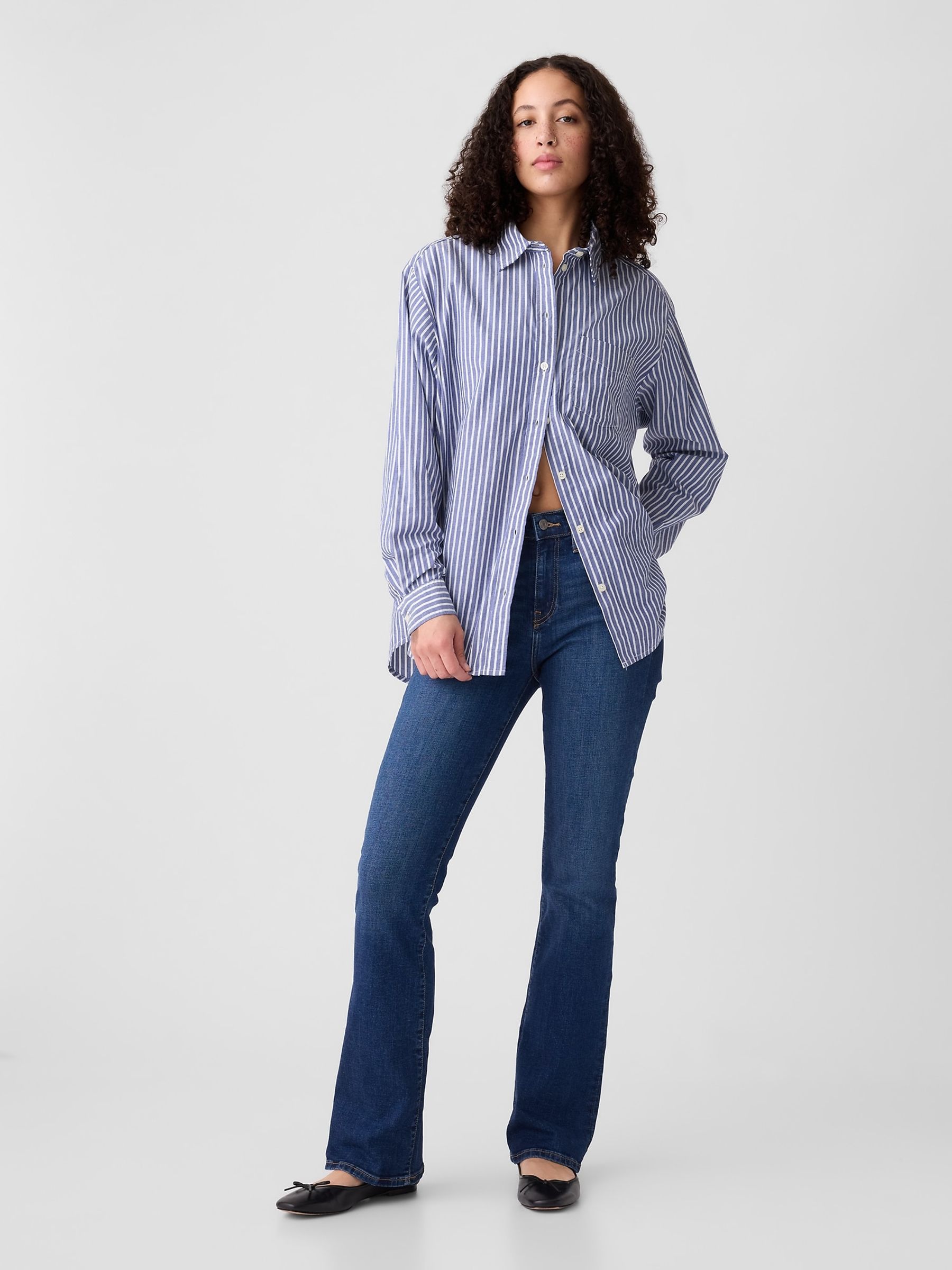 Mid Indigo Blue Mid Rise Stretch Bootcut Jeans - Image 1 of 8
