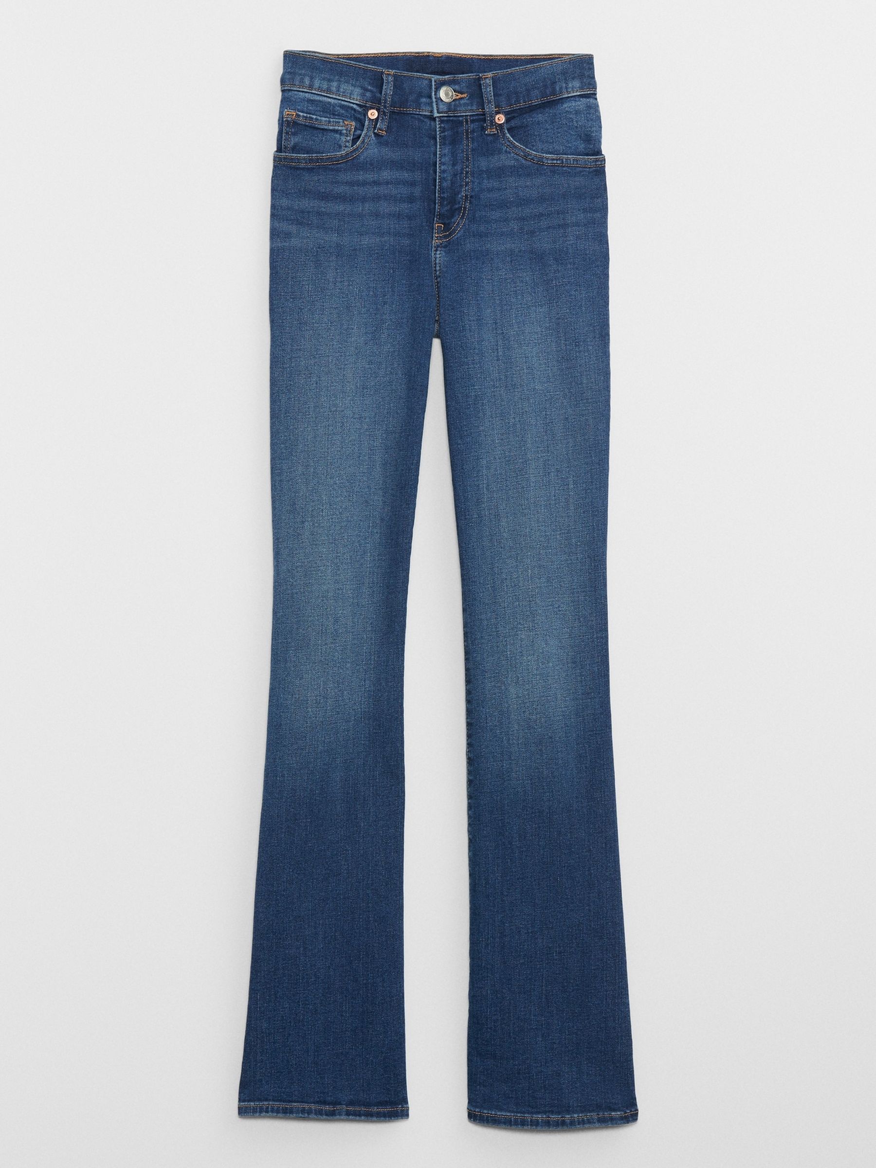 Mid Indigo Blue Mid Rise Stretch Bootcut Jeans - Image 7 of 8
