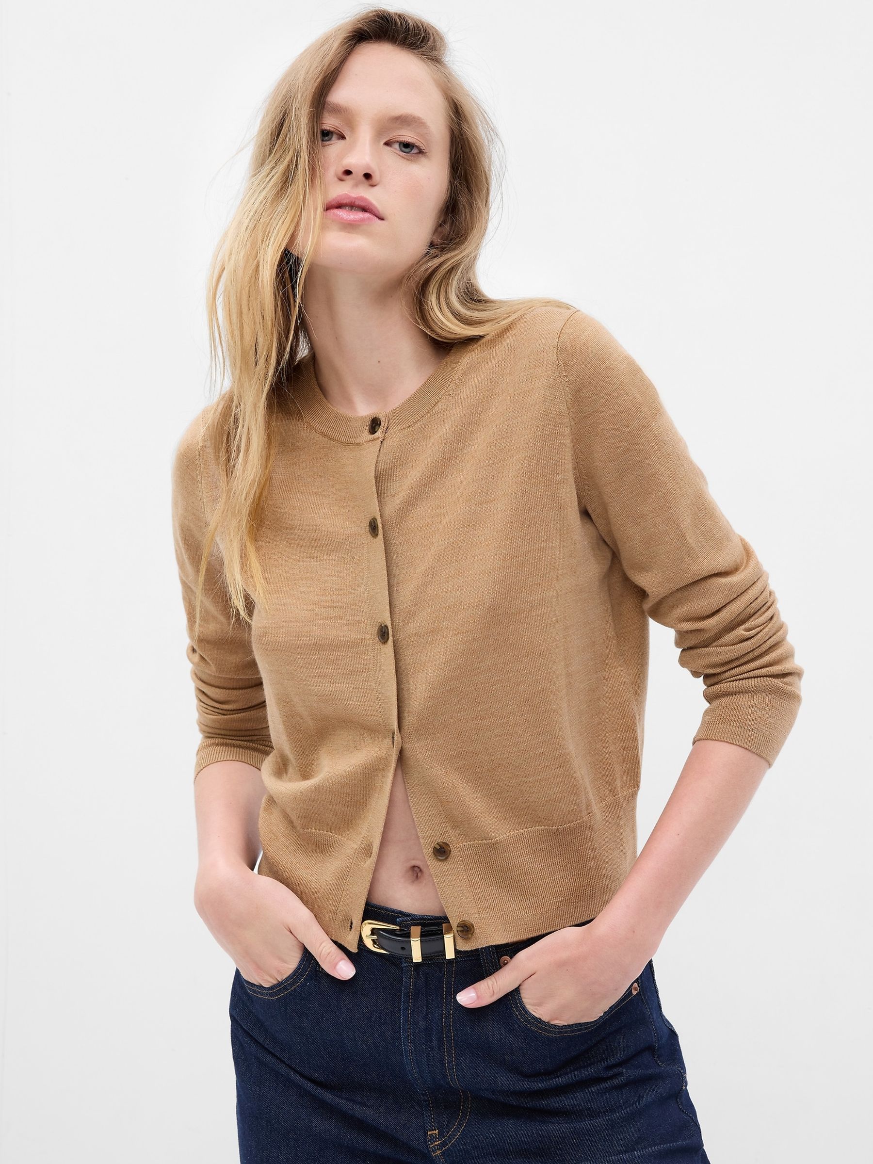 Brown Merino Wool Short Cardigan - Image 1 of 2