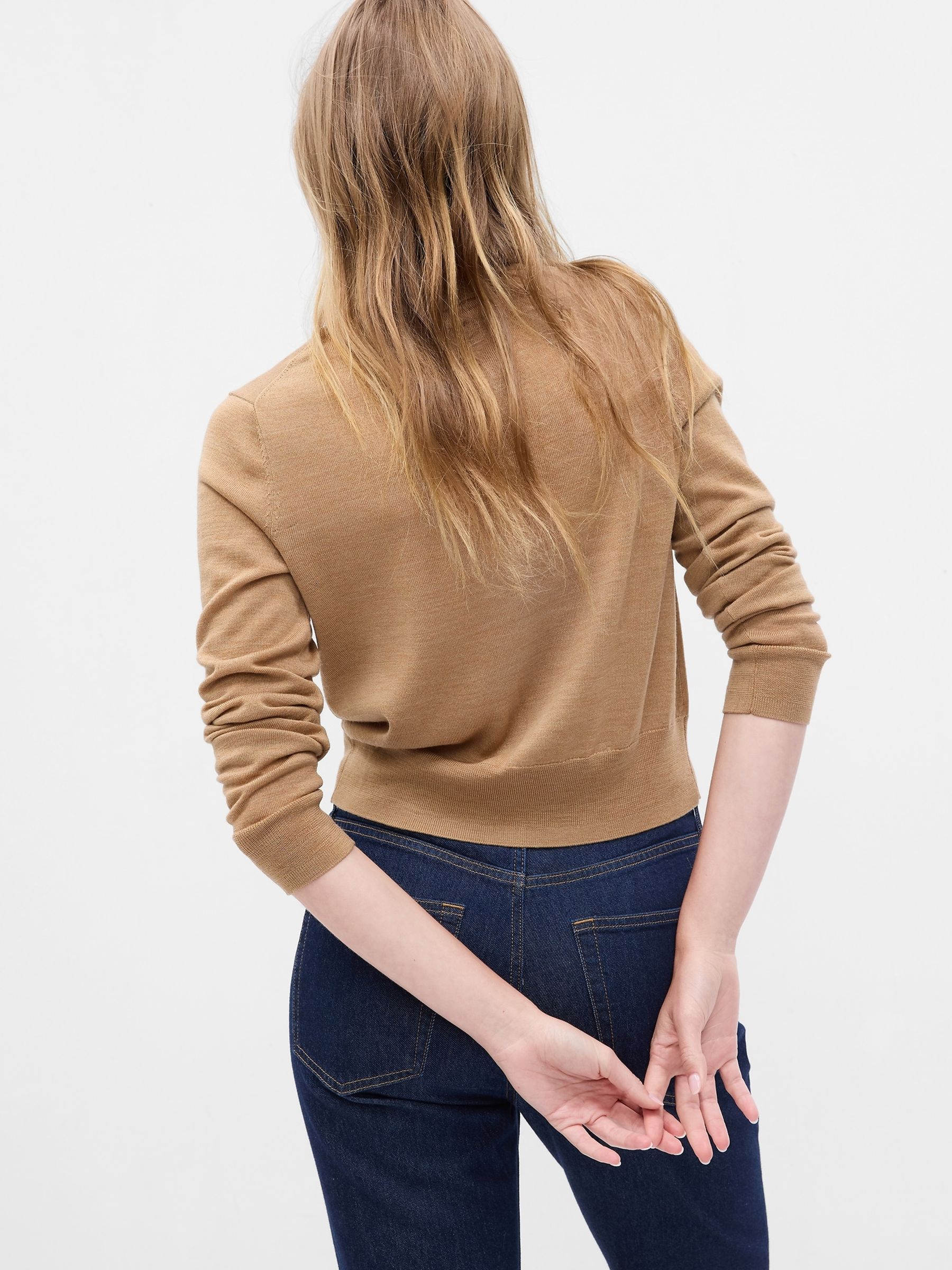 Brown Merino Wool Short Cardigan - Image 2 of 2