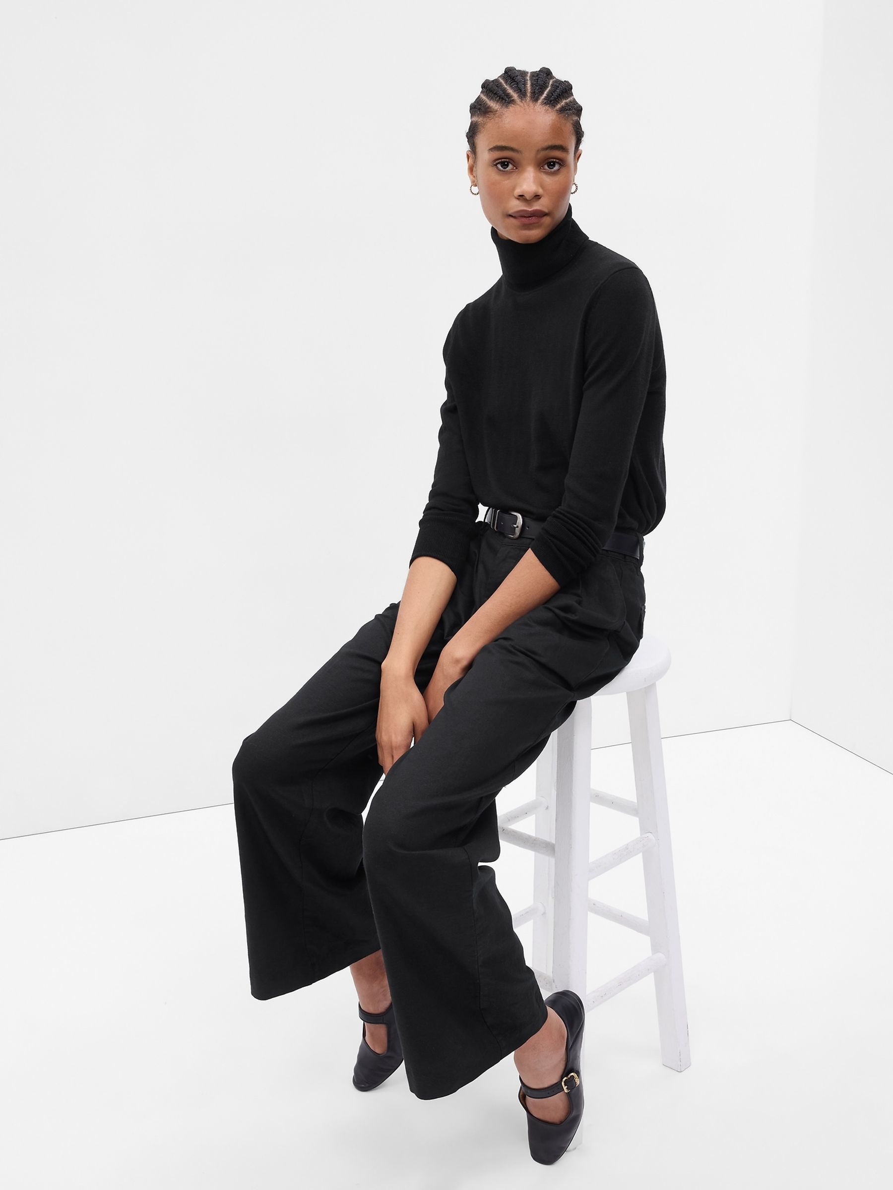 Black Merino Wool Turtle Neck Jumper - Image 3 of 5
