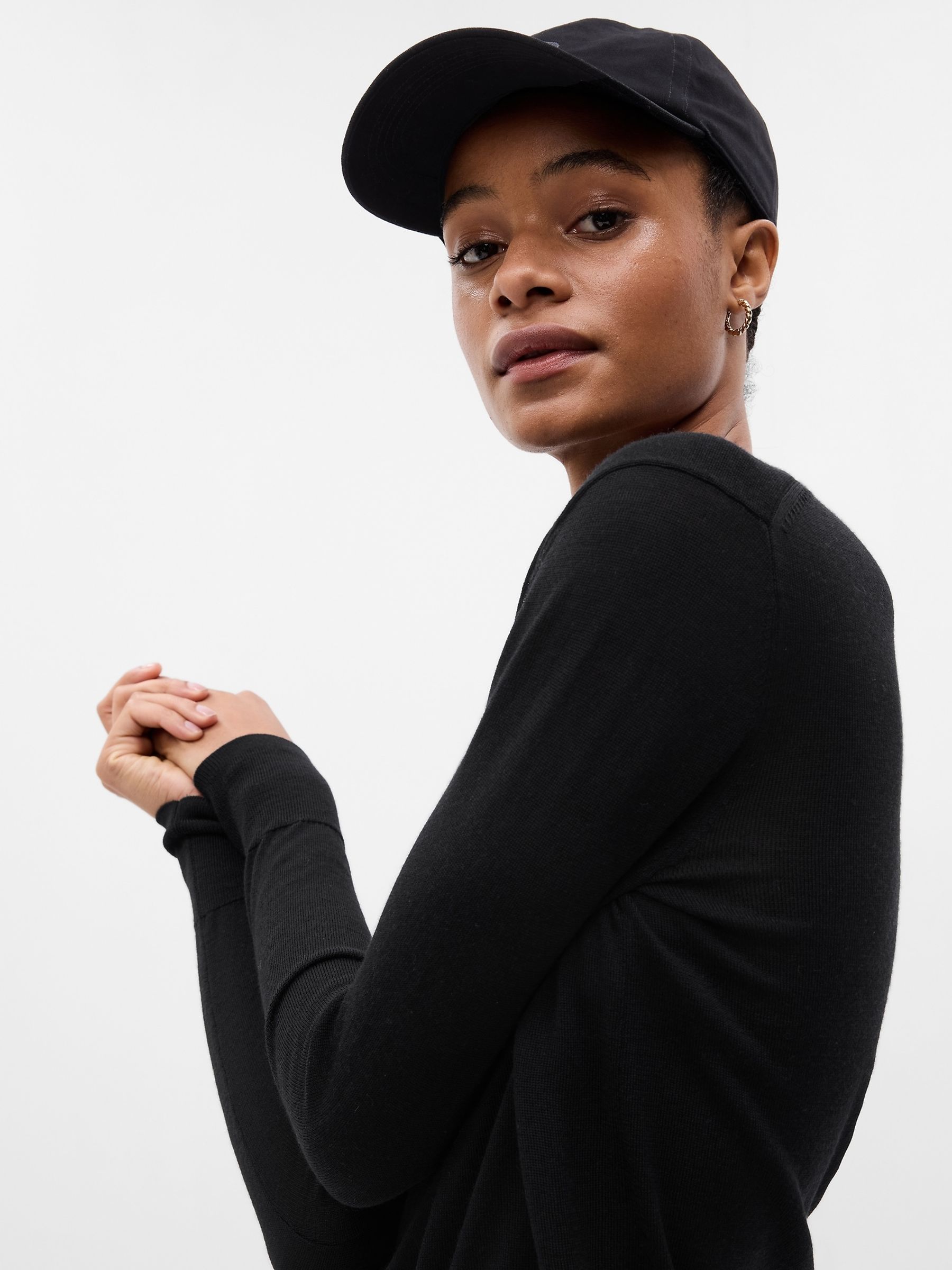 Black Merino Wool Crew Neck Jumper - Image 3 of 5