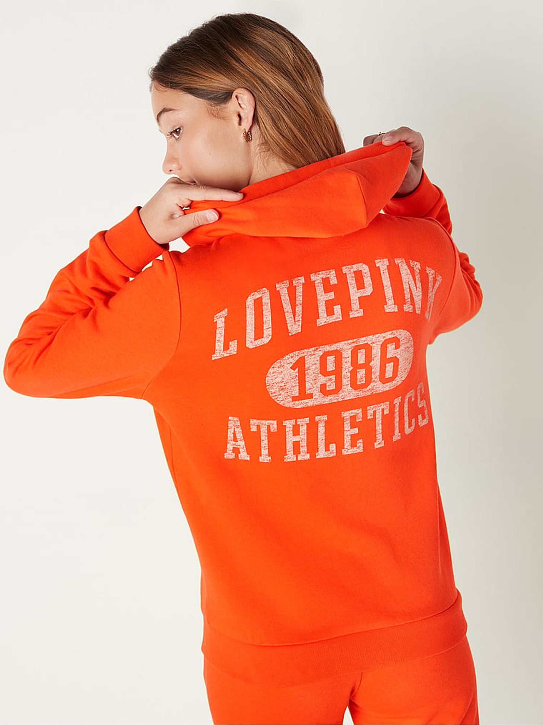 Bright Tomato Red Zip Up Lounge Hoodie - Image 2 of 5