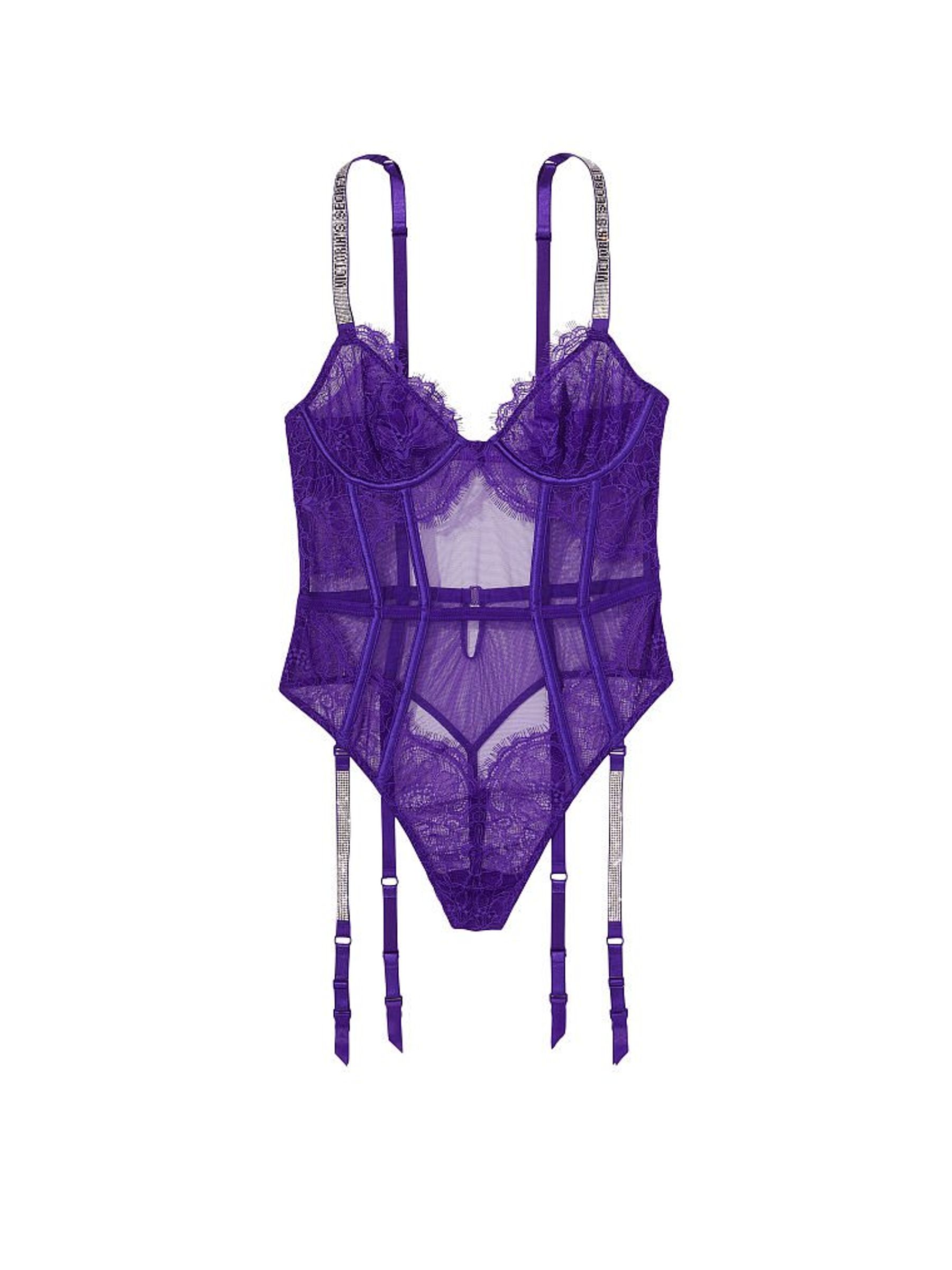 Brilliant Purple Shine Strap Lace Bodysuit - Image 3 of 3