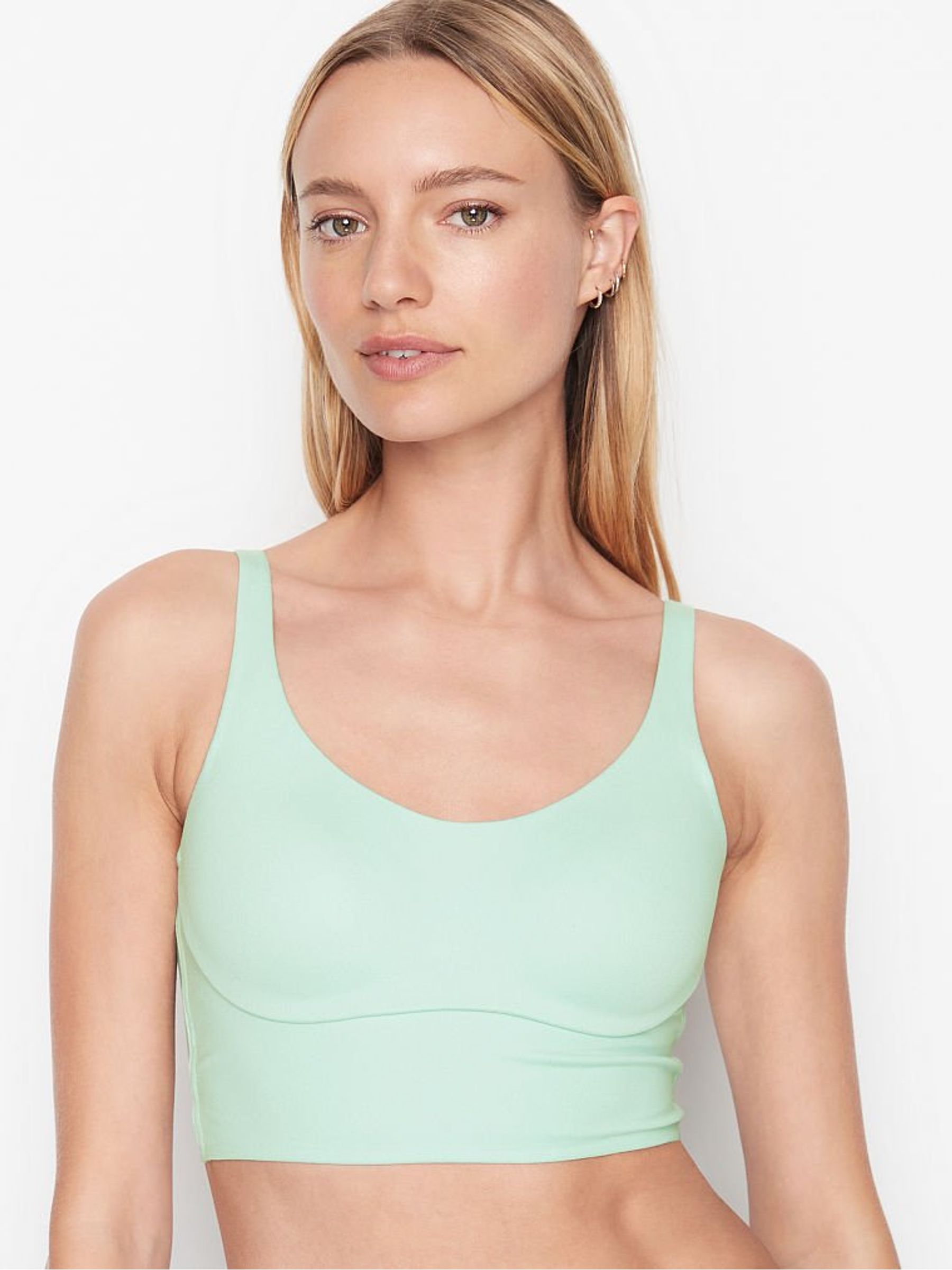 Harbor Grey Green Smooth Strappy Back Non Wired Medium Impact Sports Bra - Image 1 of 4