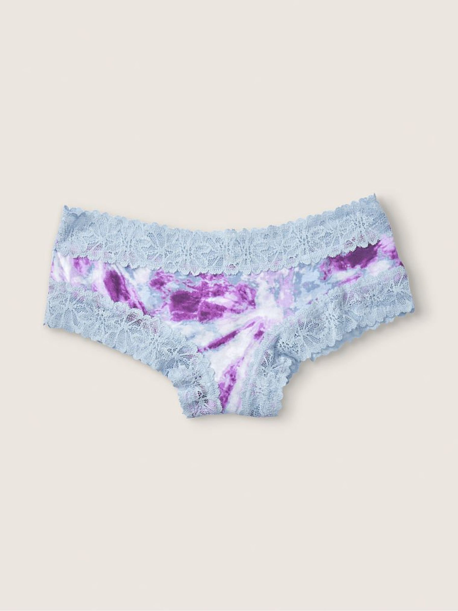Tie Dye Daisy Purple Cotton Lace Trim Cheeky Knicker - Image 1 of 1