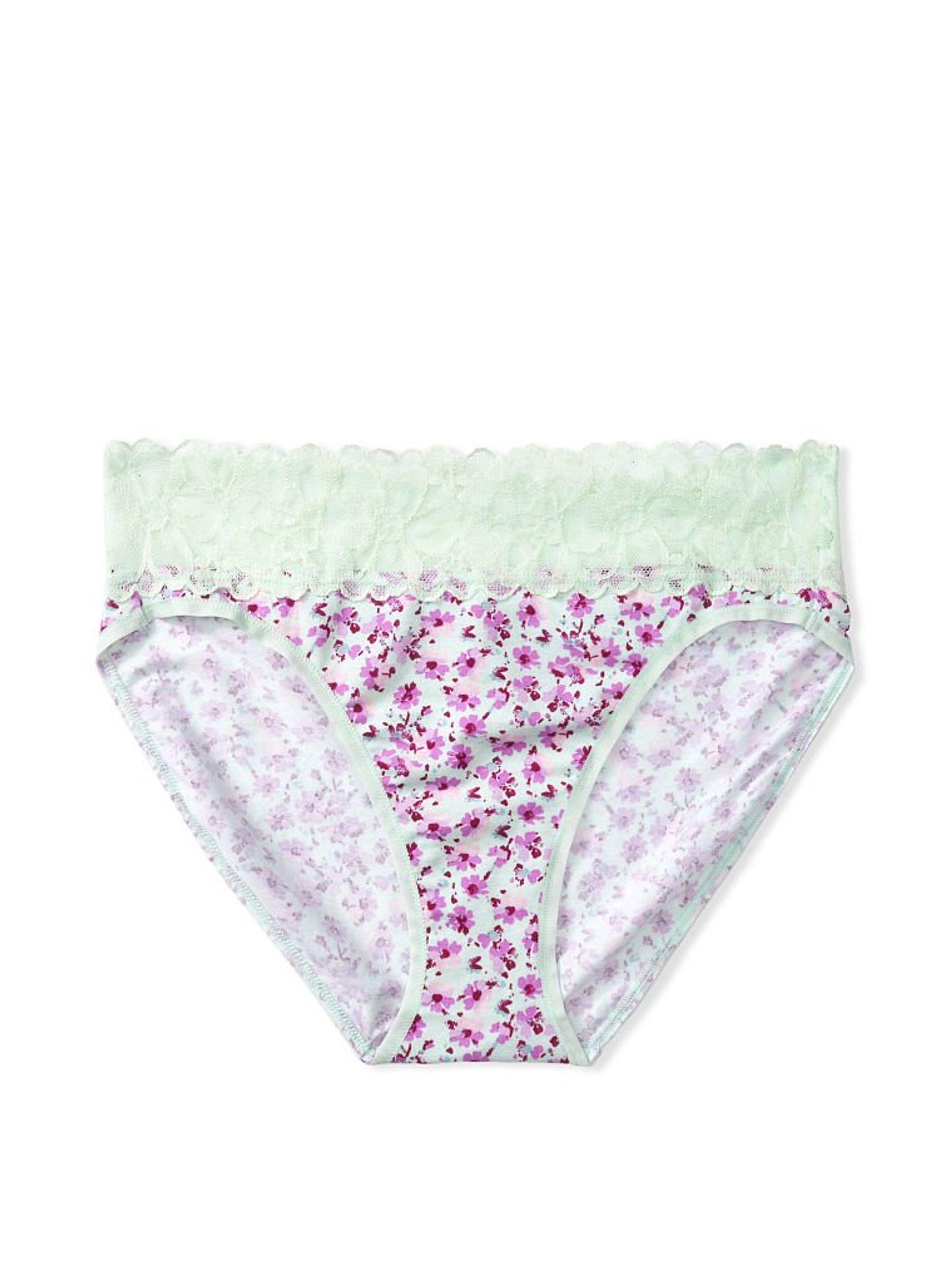 Jade Mist Lace Waist Cotton High Leg Brief Panty - Image 3 of 3