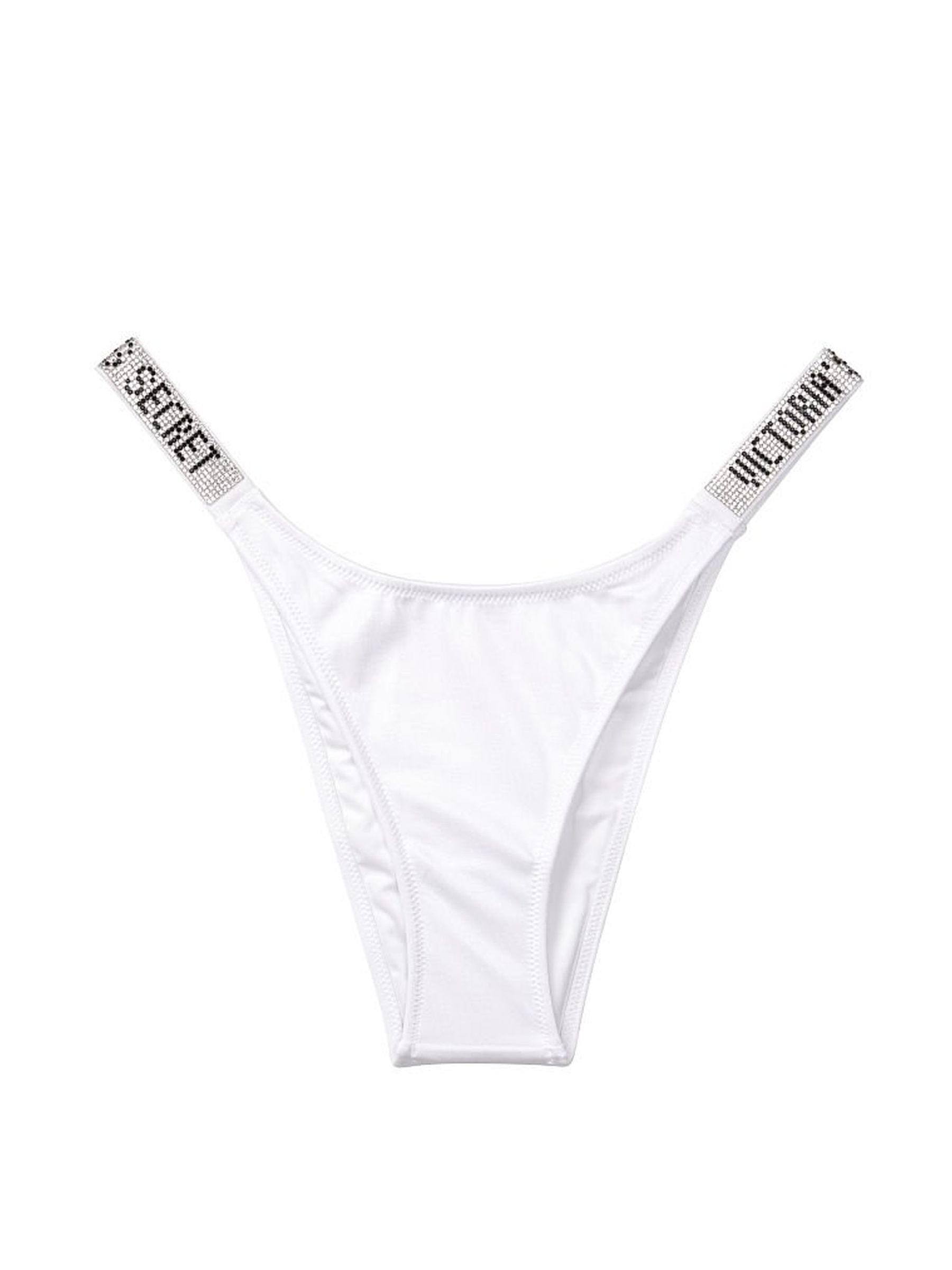 White Shine Strap Thong Bikini - Image 1 of 4