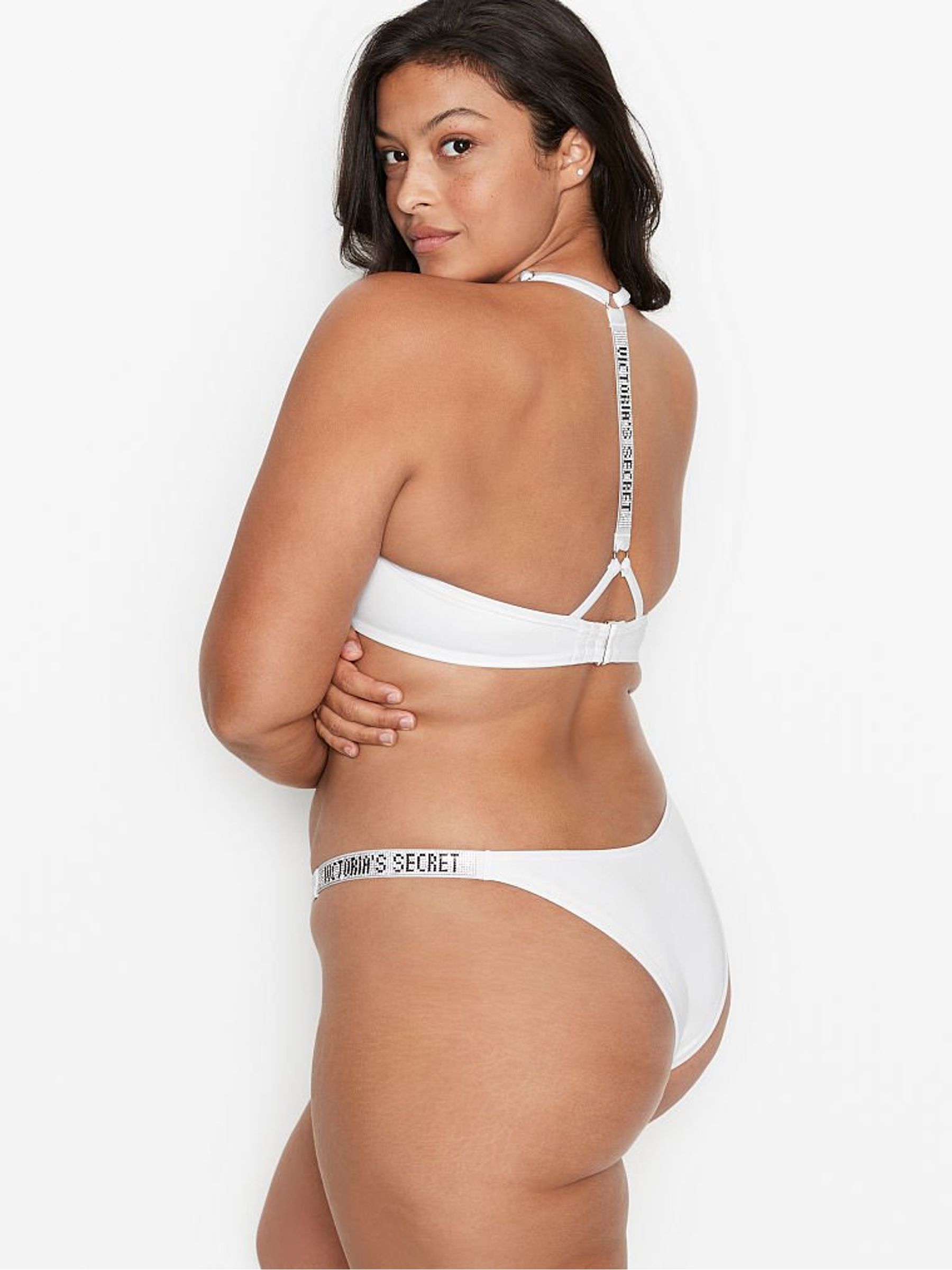 White Shine Strap Thong Bikini - Image 2 of 4