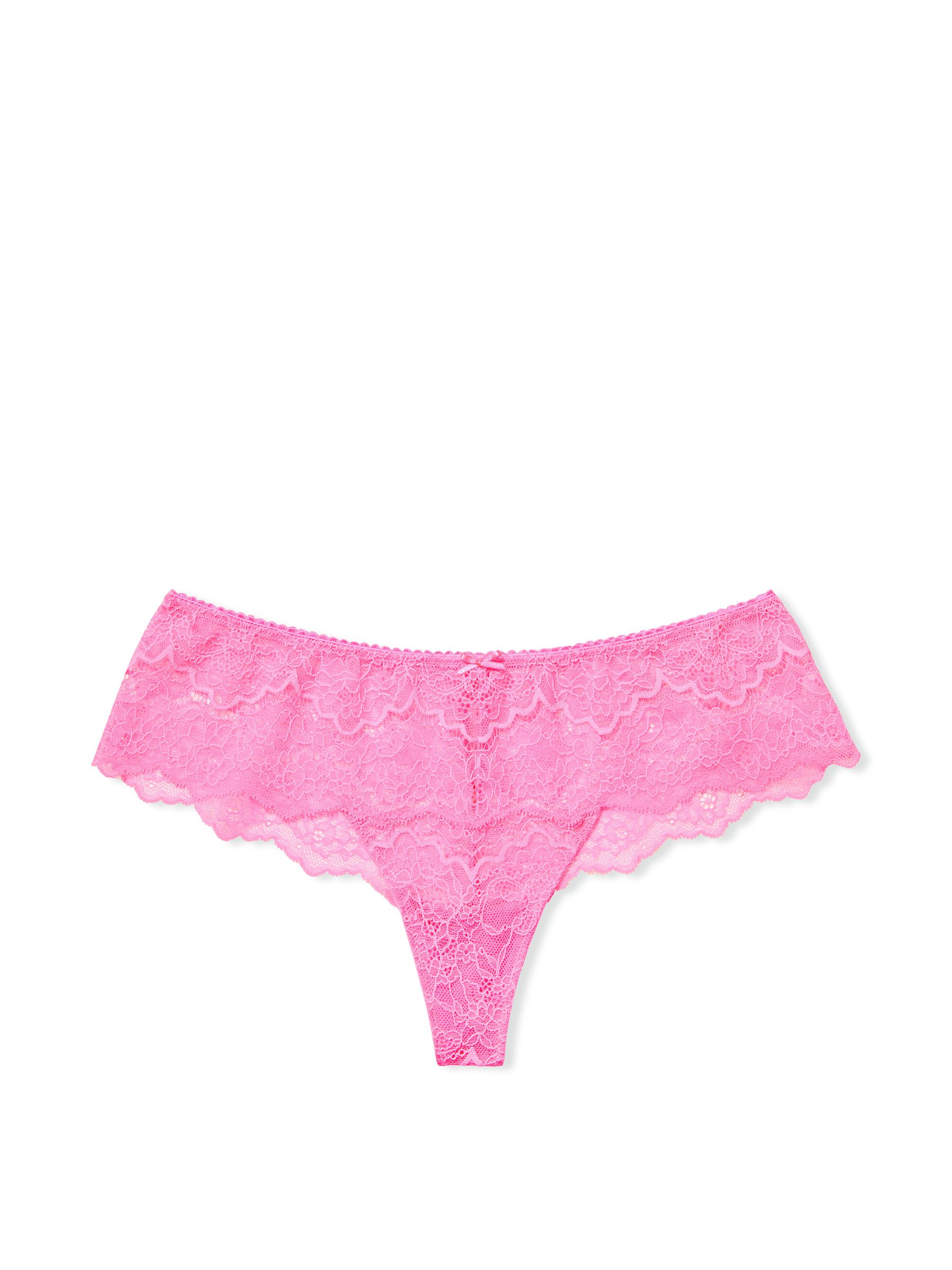 Neon Peony Pink Lace Hipster Thong Knickers - Image 3 of 3