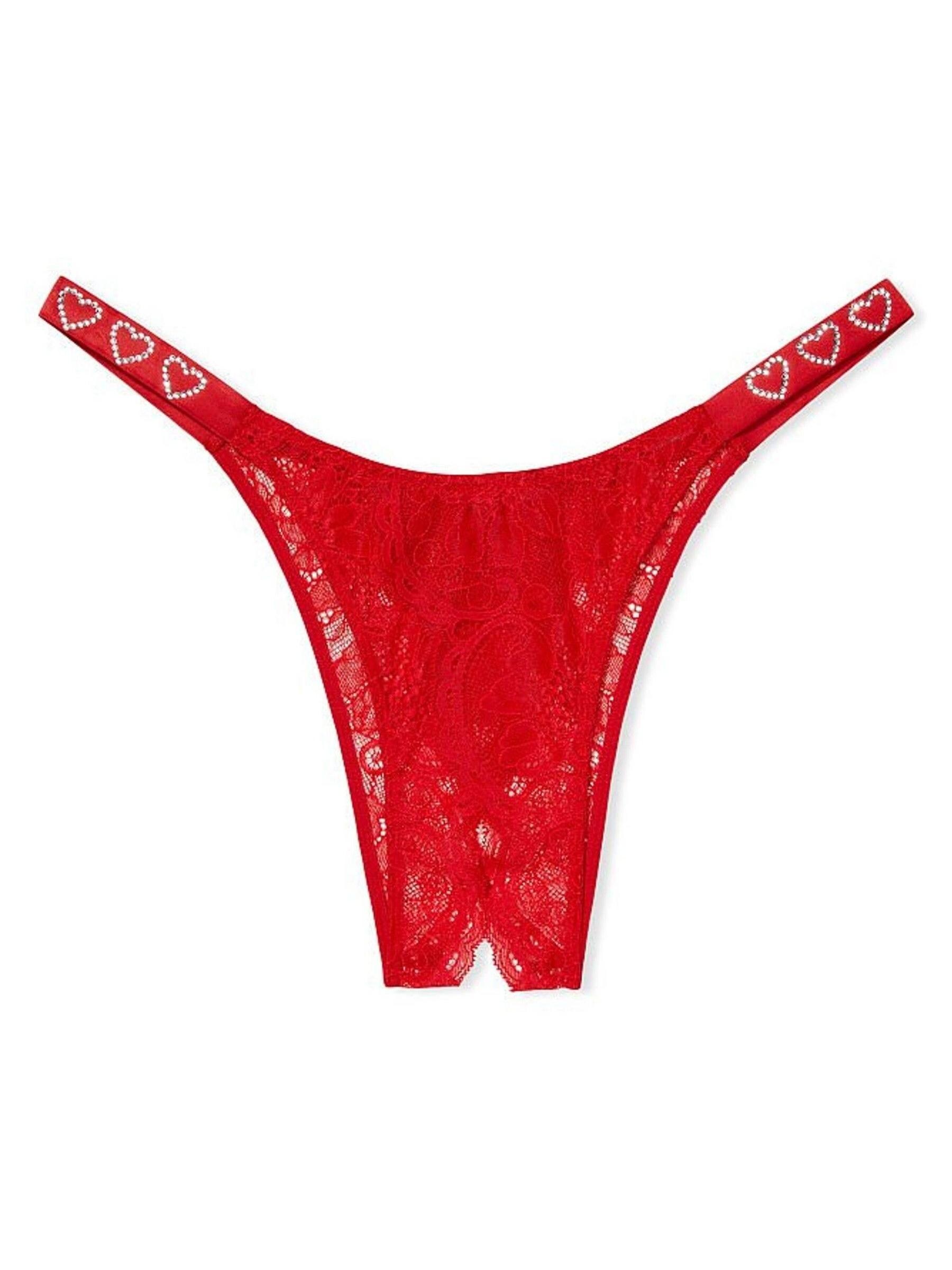 Lipstick Red Lace Shine Strap Brazilian Panty - Image 1 of 4